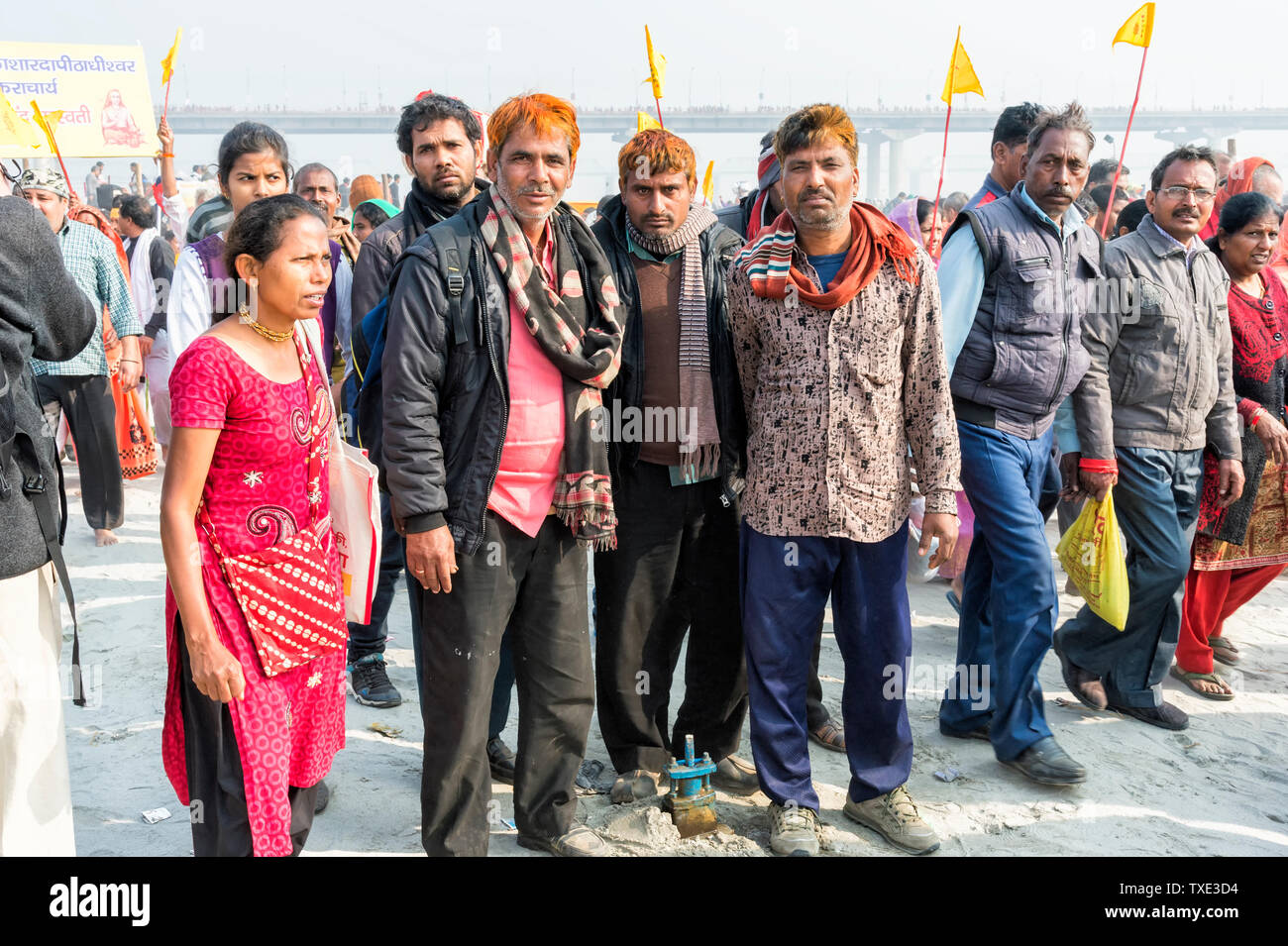 Pilger, Allahabad Kumbh Mela, der weltweit größte religiöse Versammlung, Uttar Pradesh, Indien Stockfoto