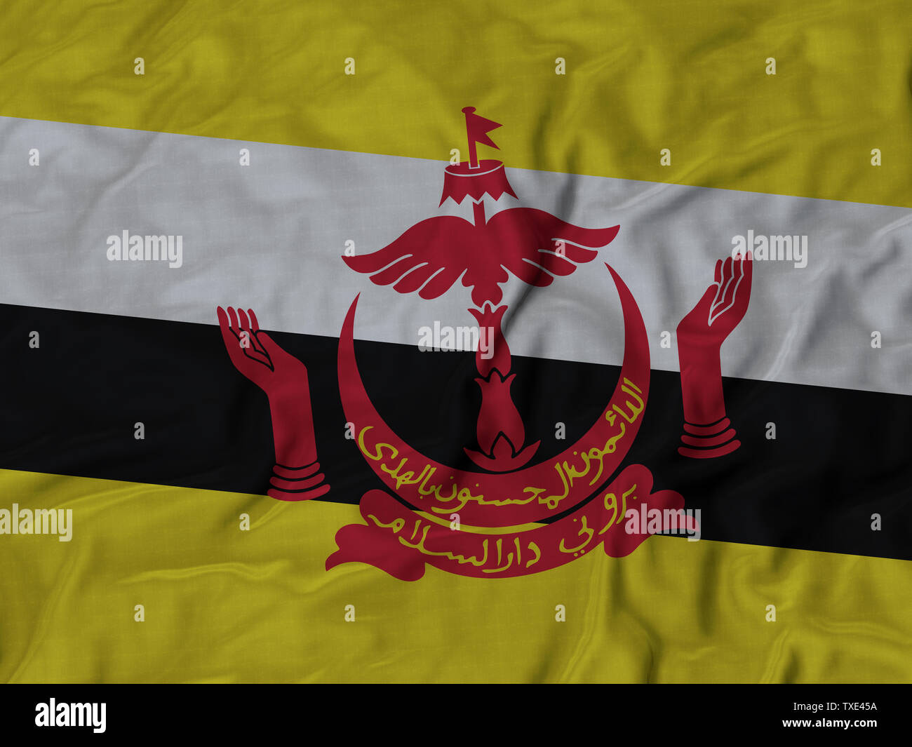 Rüschen Flagge Brunei weht im Wind Stockfoto