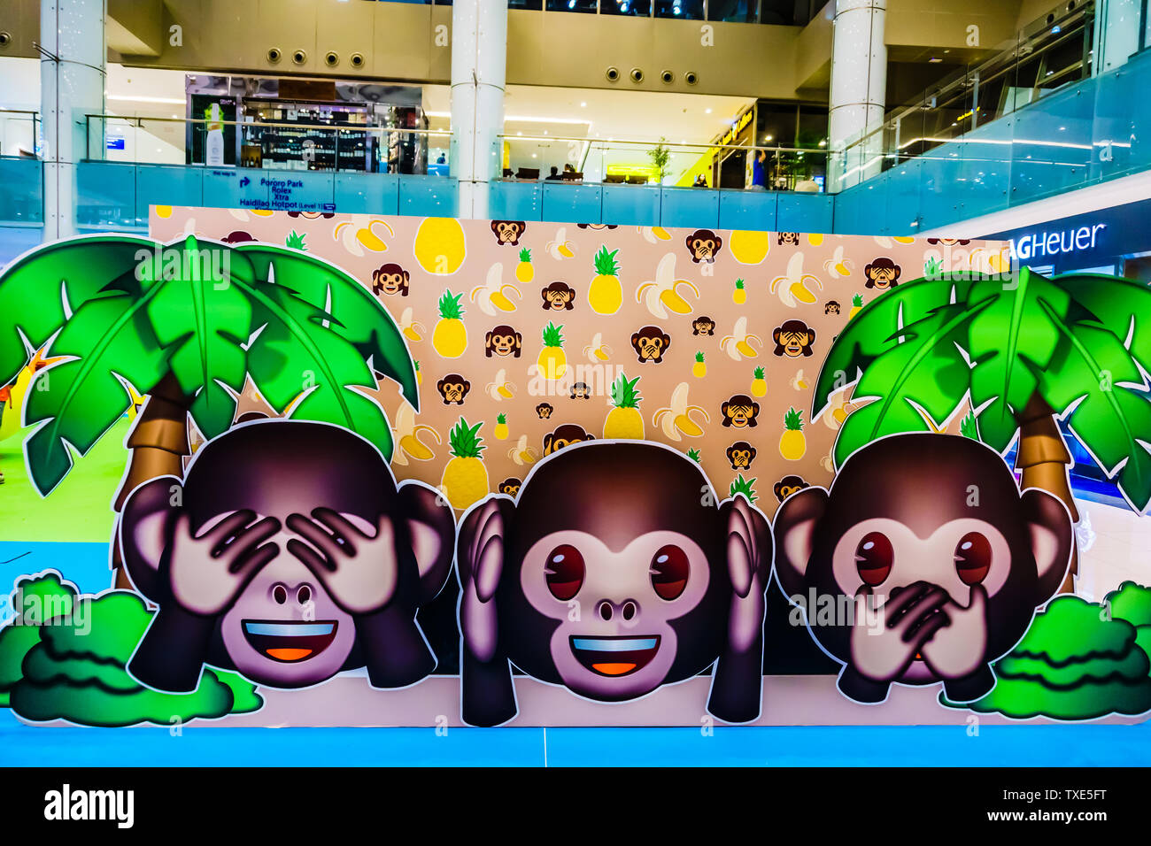 Singapur - Jun 5, 2019: Erste Land der emoji Pop Up Messe in Marina Square, Singapore. Stockfoto