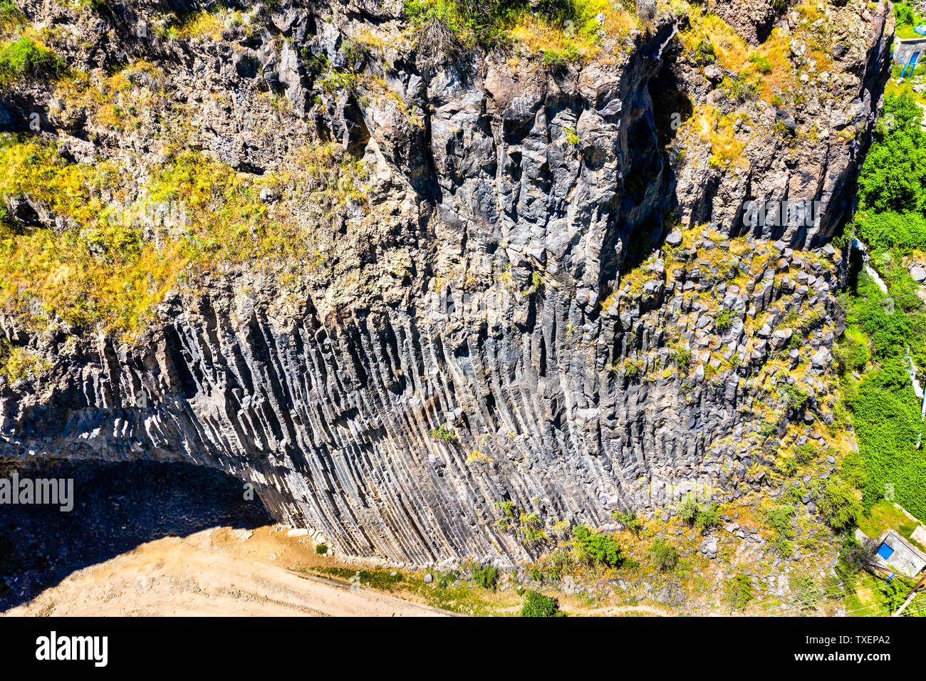 Das Garni Schlucht mit Basalt Spalte Formationen. Armenien Stockfoto