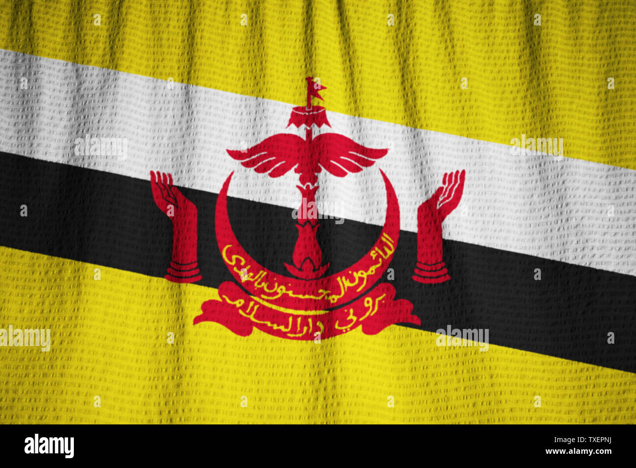 Rüschen Flagge Brunei weht im Wind Stockfoto