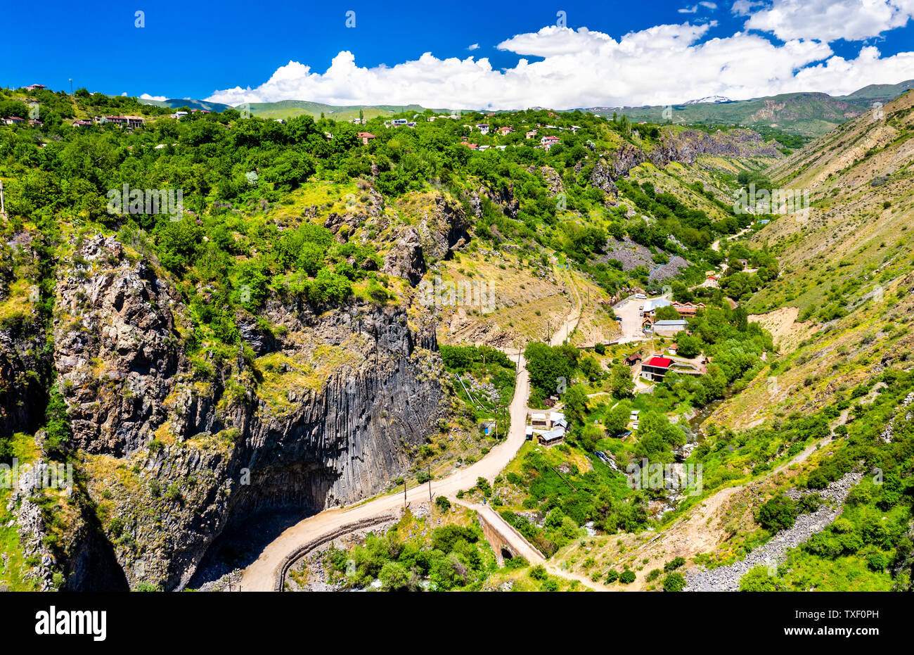 Das Garni Schlucht mit Basalt Spalte Formationen. Armenien Stockfoto