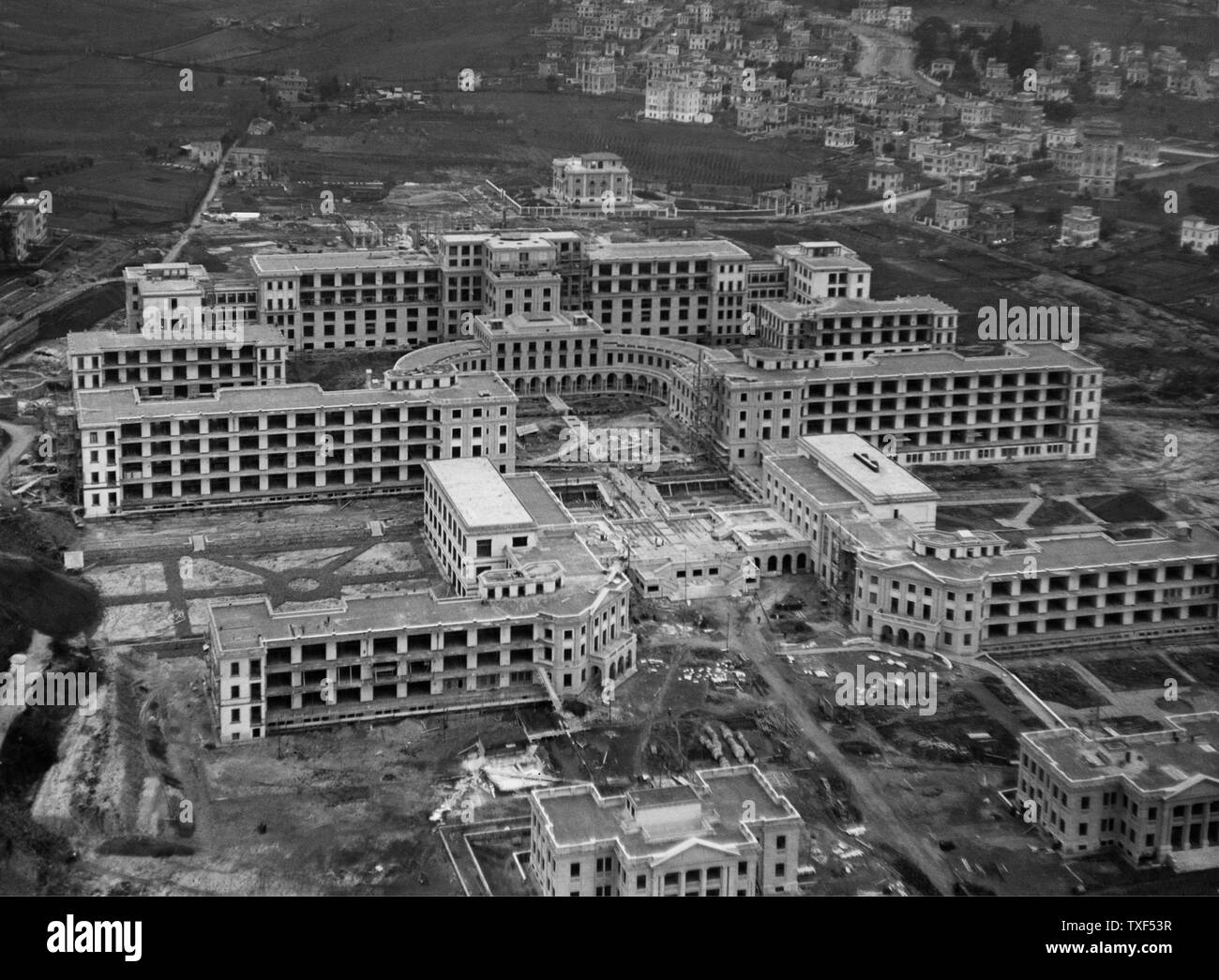 Italien, Rom, mit Blick auf die Mussolini Sanatorium im Bau, jetzt Forlanini Krankenhaus, 1930er Jahre Stockfoto