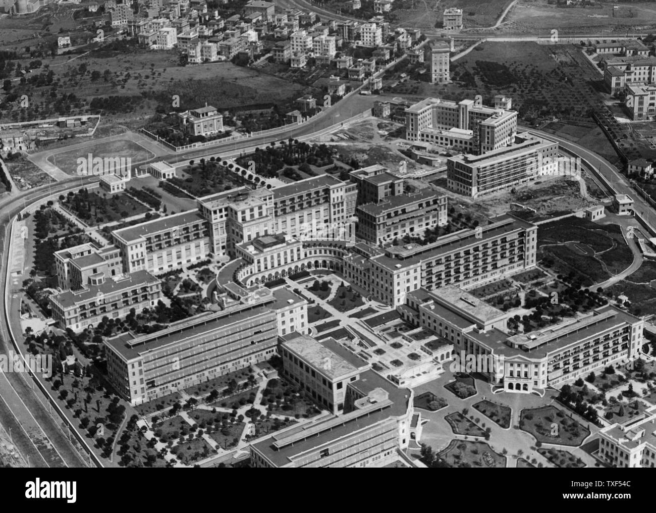 Italien, Rom, mit Blick auf die Mussolini Sanatorium jetzt Forlanini Krankenhaus und Monteverde District, 1950 Stockfoto