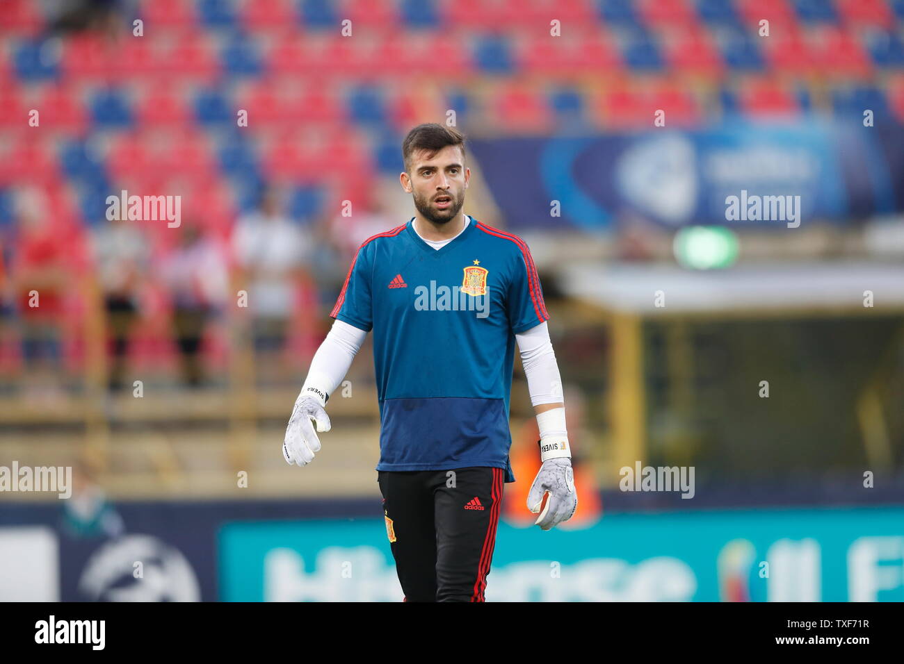 Das Stadio Renato Dall'Ara, Bologna, Italien. 22. Juni, 2019. Antonio Sivera (ESP), 22. Juni 2019 - Fußball: UEFA U-21 Europameisterschaft 2019 Gruppenphase Übereinstimmung zwischen den Unter-21 Spanien 5-0 Unter-21 Polen im Stadio Renato Dall'Ara, Bologna, Italien. Credit: mutsu Kawamori/LBA/Alamy leben Nachrichten Stockfoto