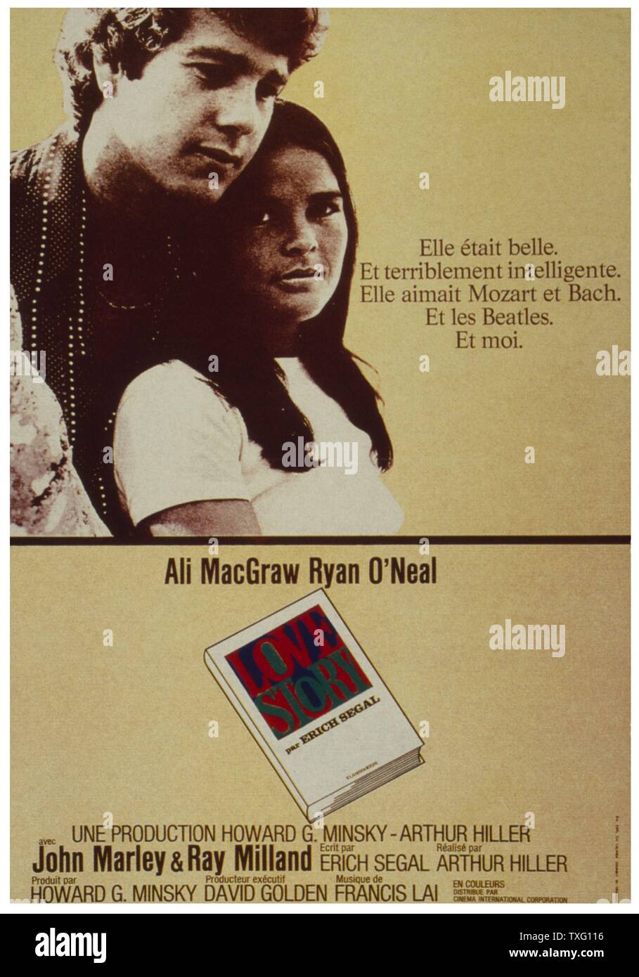 Love Story Jahr: 1970 USA Regie: Arthur Hiller Ali MacGraw, Ryan O'Neal Poster (Fr) Stockfoto