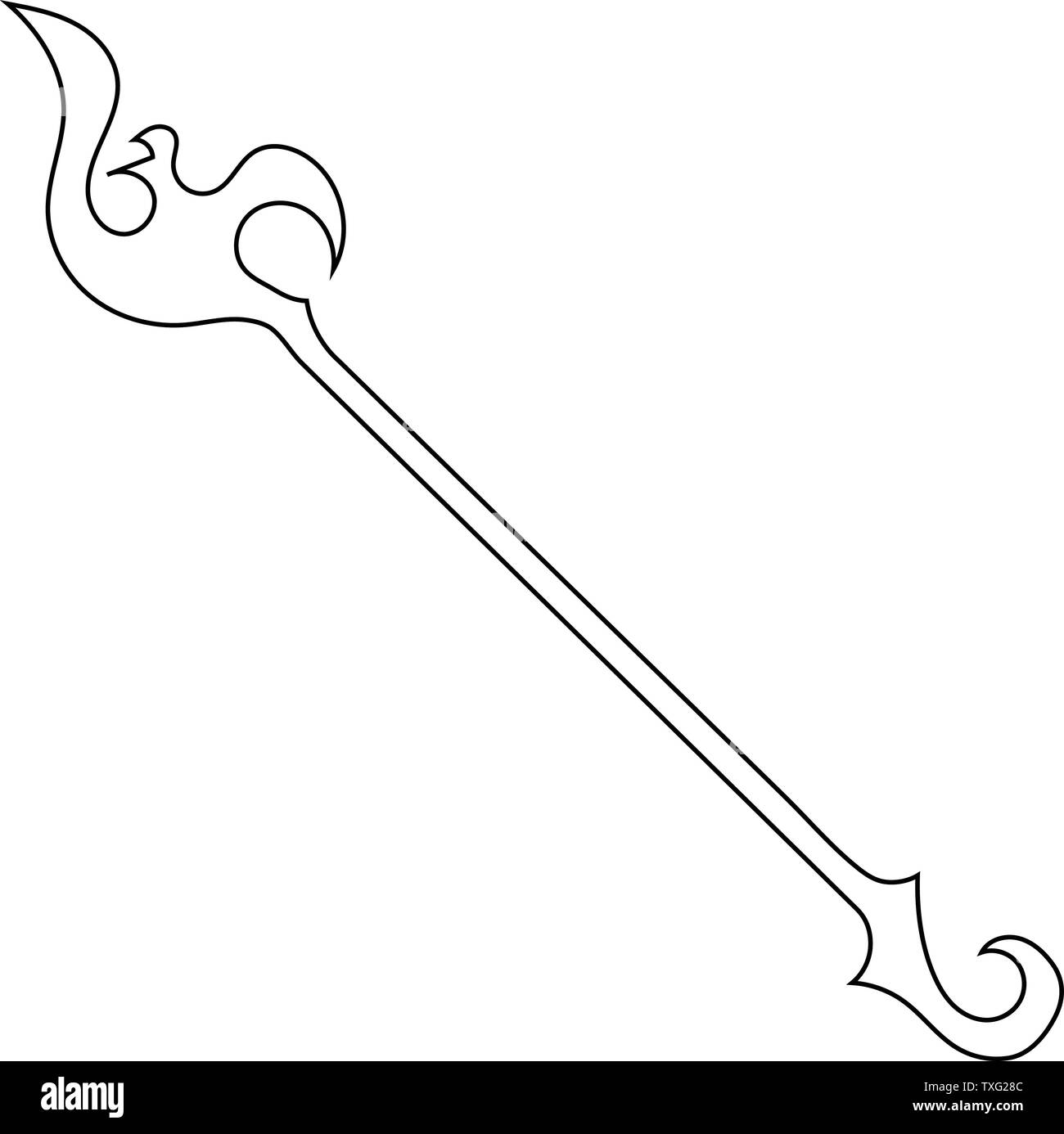 Personal Symbol auf weißem Hintergrund. Magische Waffe. Vector Illustration für Ihr Design, Game, Karte, Web. Stock Vektor