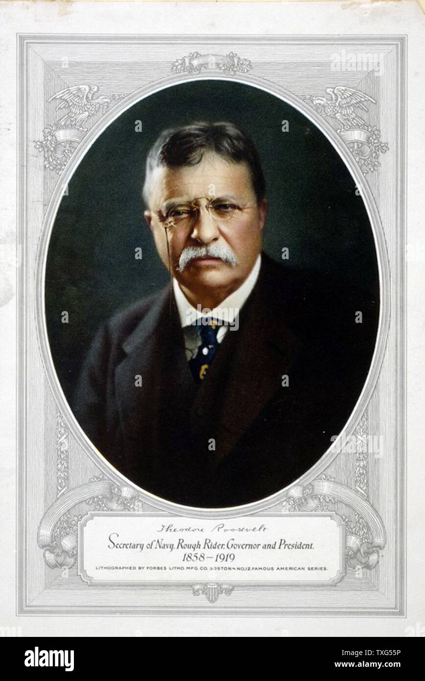Theodore Roosevelt, 26. Präsident der Vereinigten Staaten von Amerika (1901-1909), der jüngste Mann gewählt zu werden als US-Präsident Foto zu der Zeit seines Todes veröffentlicht. Stockfoto