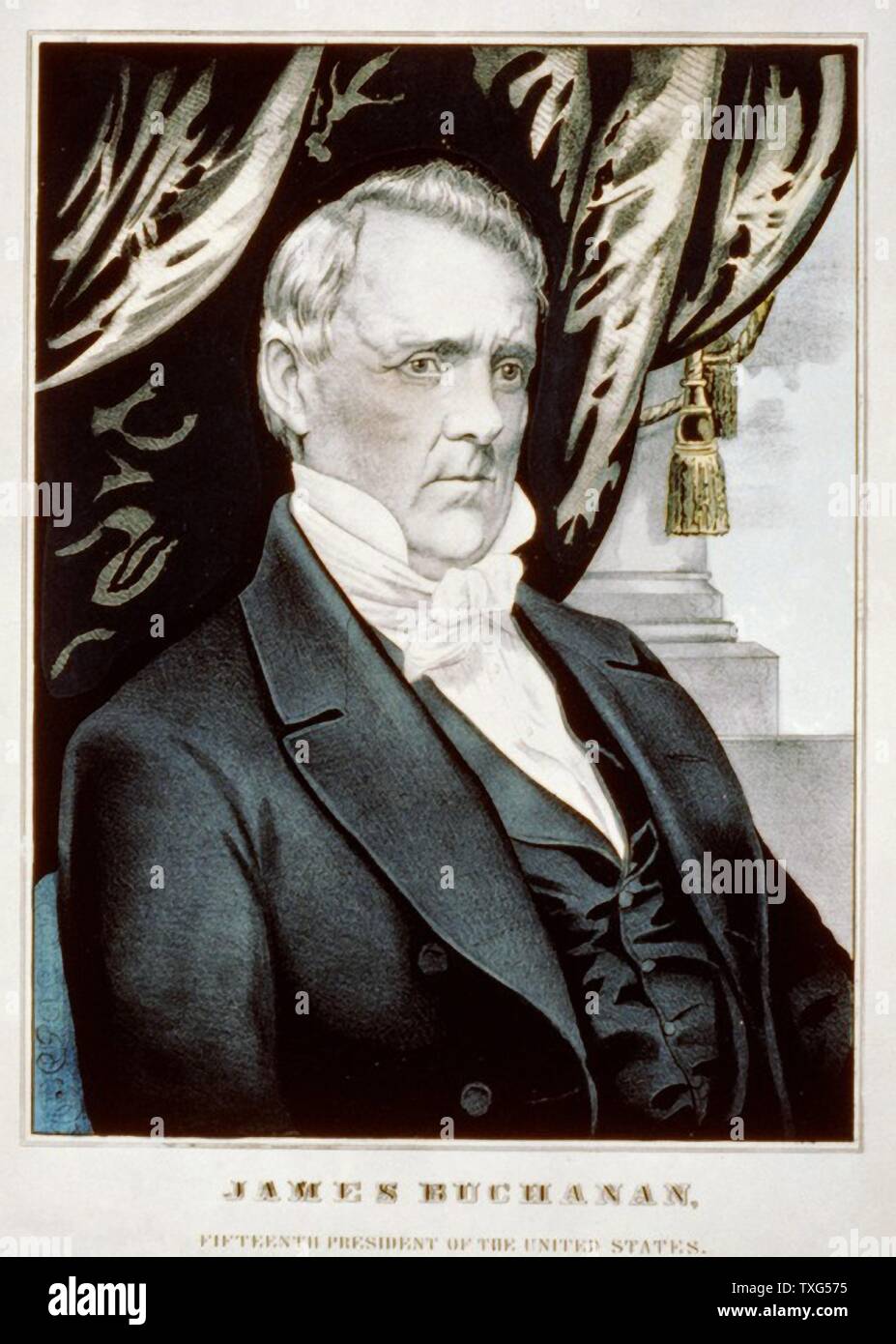 James Buchanan, 15. Präsident der Vereinigten Staaten von Amerika (1857-1861) Lithographie Stockfoto