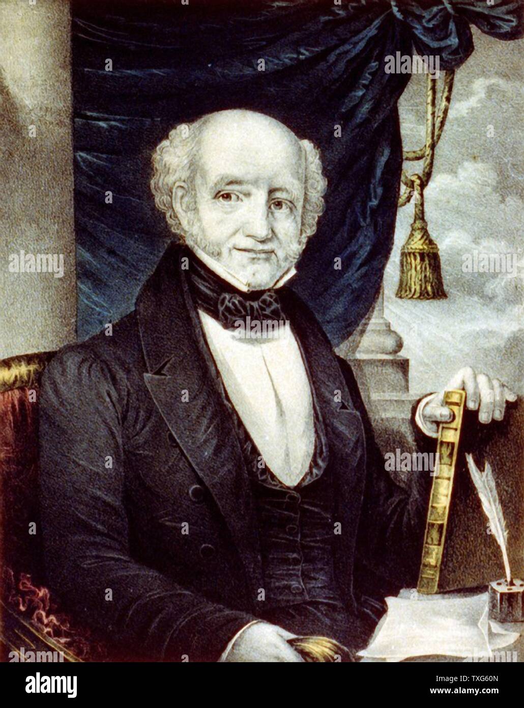 Martin Van Buren, achte Präsident der Vereinigten Staaten von Amerika (1837-1841) Currier & Ives Lithographie Stockfoto