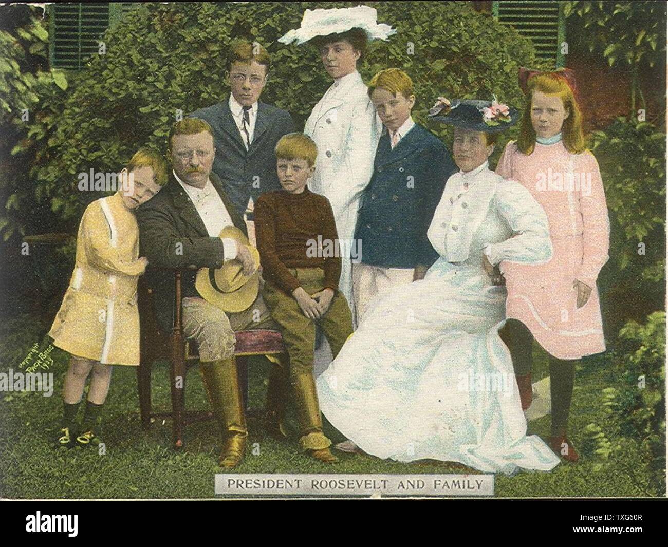 Theodore Roosevelt, 26. Präsident der Vereinigten Staaten von Amerika (1901-1909) mit seiner Frau und Familie Stockfoto