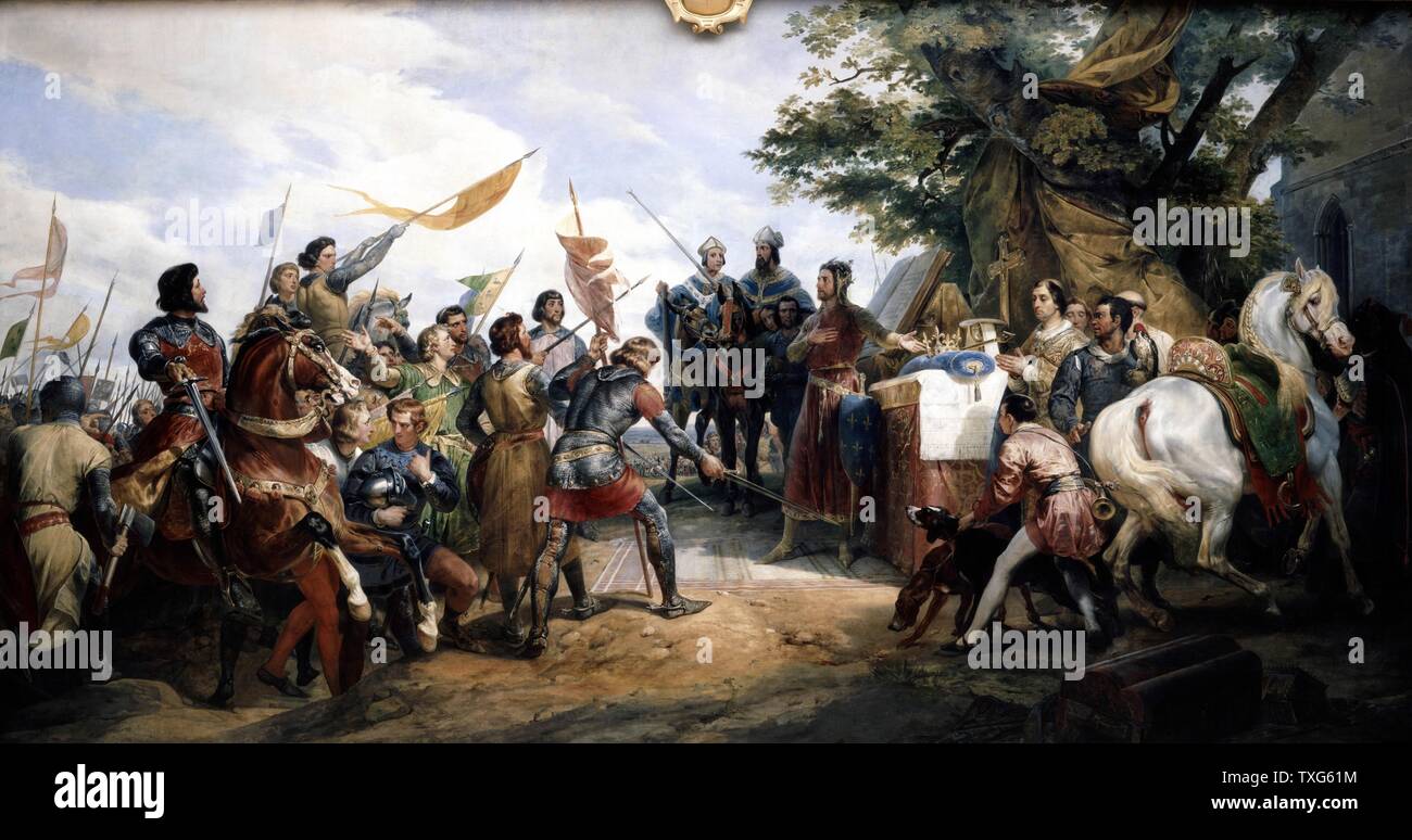 Horace Vernet (1789-1863) Französische Schule Philipp August von Frankreich in der Schlacht von bouvines, 27. Juli 1214 Öl auf Leinwand (5,1 x 9,58 m.) Versailles, Musée National du Château Stockfoto