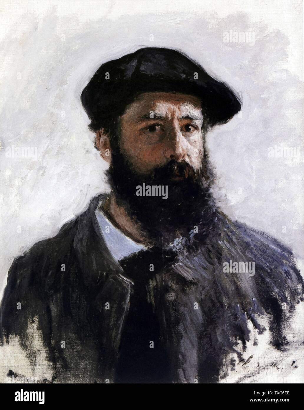 Claude Monet französische Schule Selbstporträt mit einer Baskenmütze Stockfoto