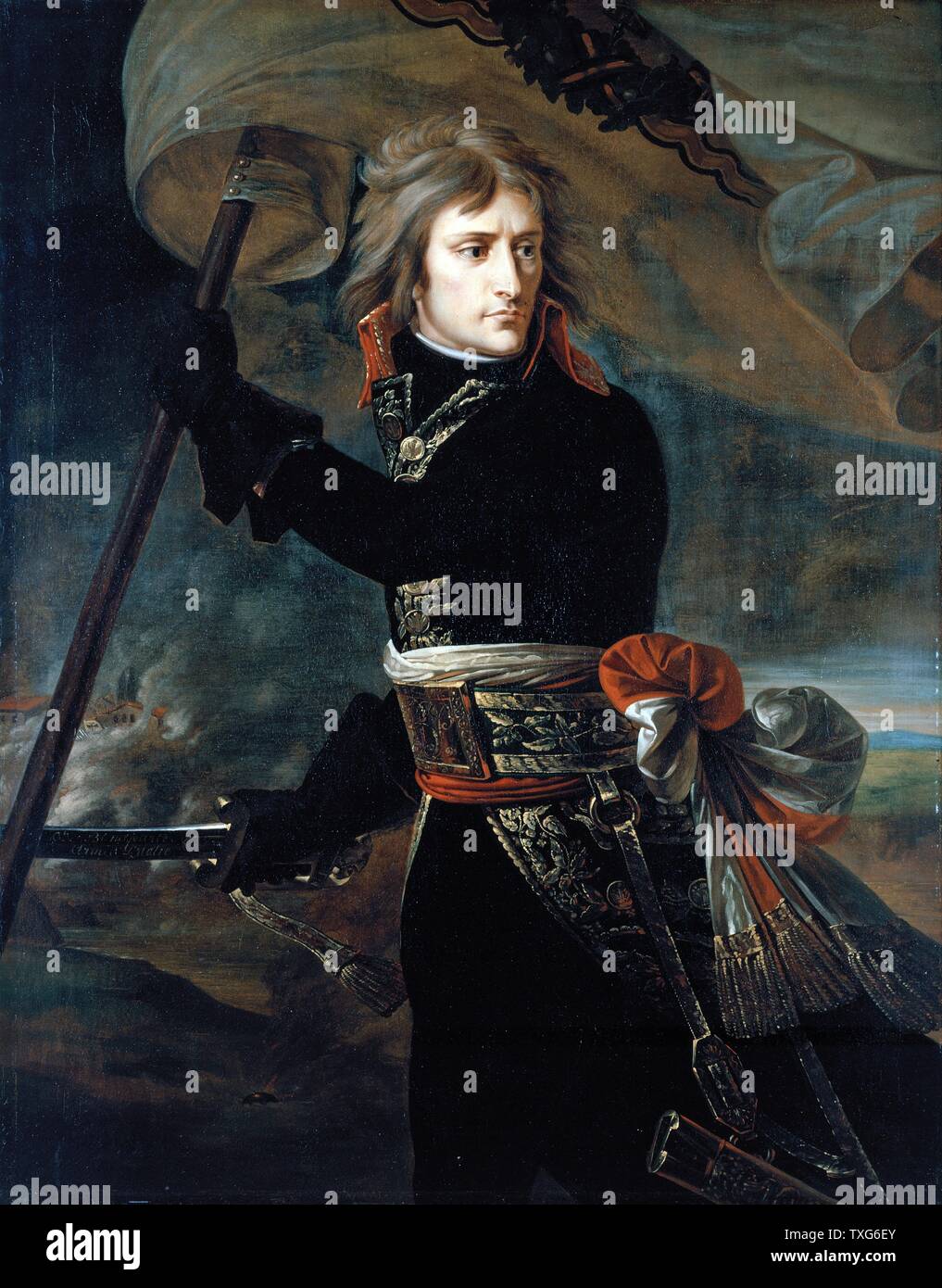 Antoine-Jean Gros französische Schule Napoleon Bonaparte auf der Brücke von Arcole Öl auf Leinwand Stockfoto