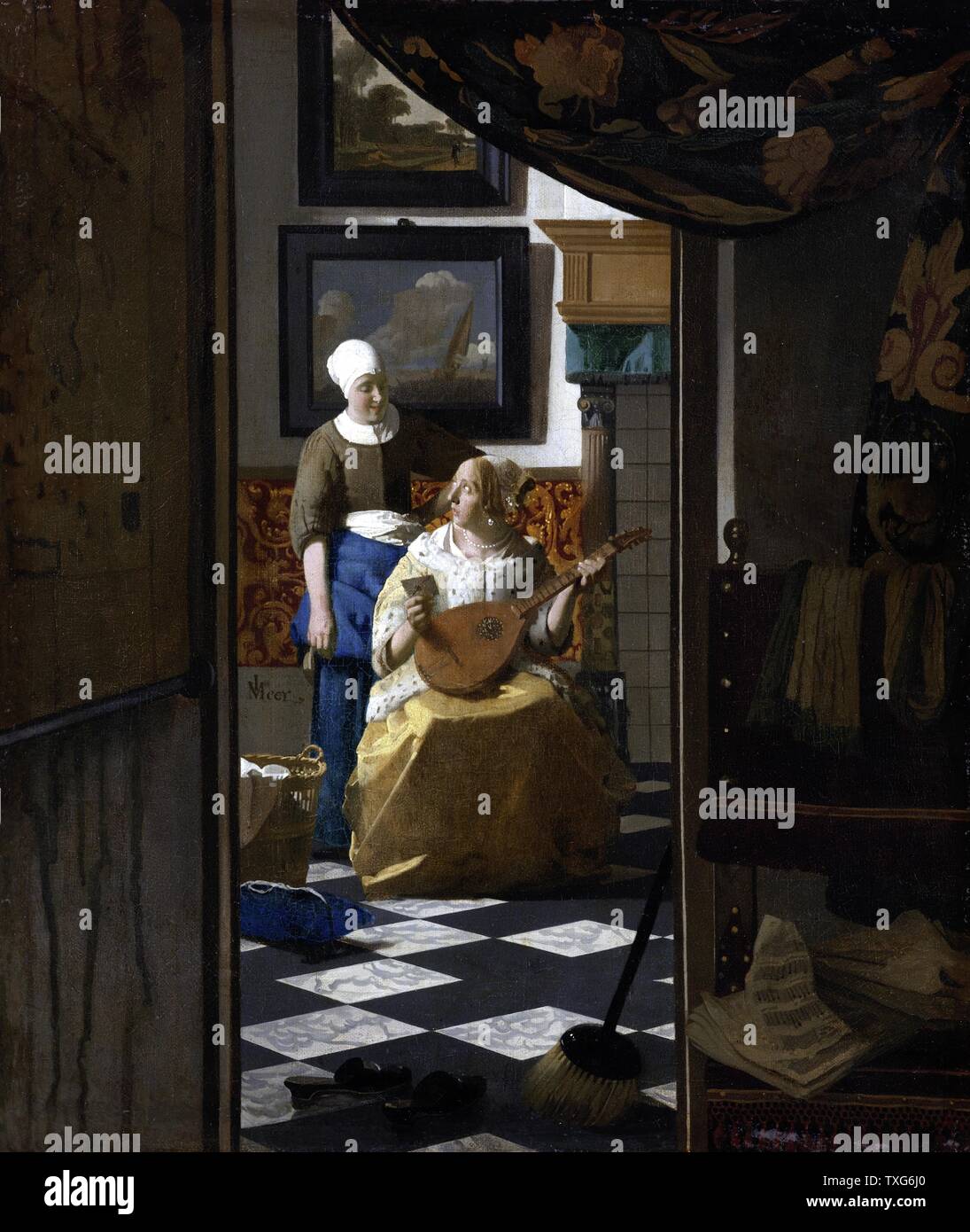Johannes Vermeer holländischen Schule der Liebe Buchstaben c 1669-1670 Öl auf Leinwand (44 x 38,5 cm) Amsterdam, Rijksmuseum Stockfoto