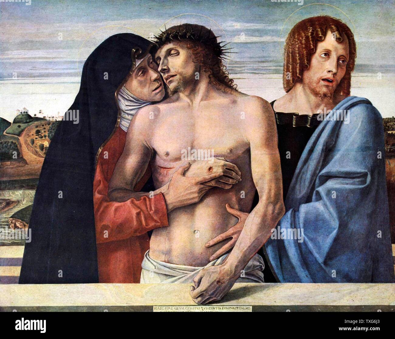 Giovanni Bellini italienische Schule Pietà c. 1467-1470 Öl auf Holz (86 x 107 cm) Mailand, Pinacoteca di Brera Stockfoto