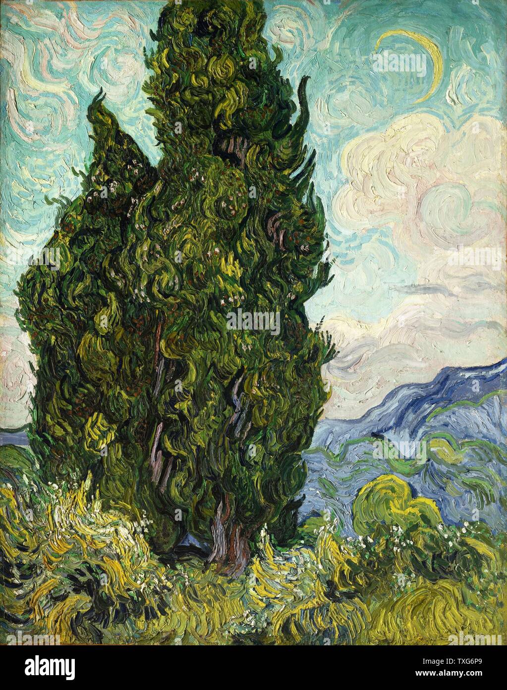 Vincent Van Gogh holländischen Schule Zypressen 1889 Öl auf Leinwand (93,4 x 74 cm) - New York, Metropolitan Museum der Kunst Stockfoto