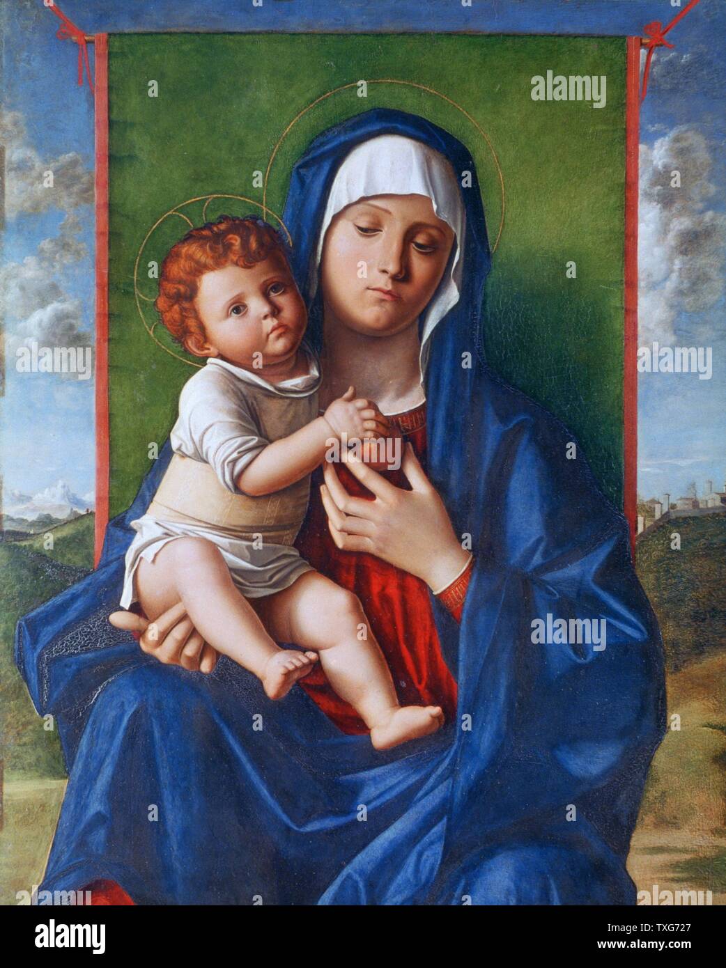 Giovanni Bellini italienische Schule Jungfrau mit dem Kind (die Madonna der Granatapfel) Öl und Tempera auf Holz Stockfoto