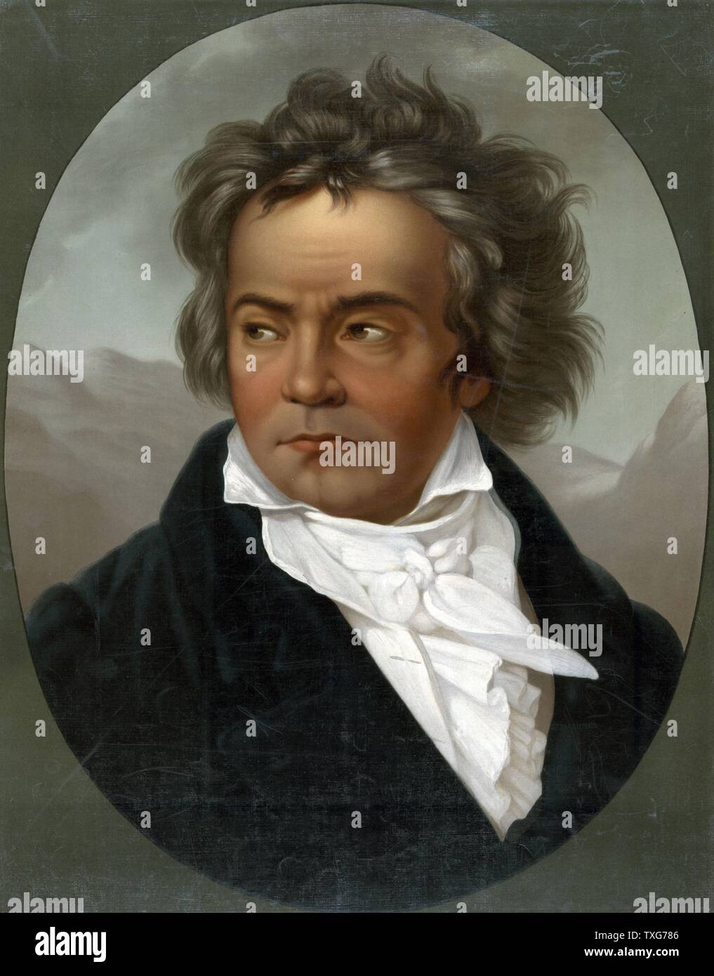 Ludwig van Beethoven, deutscher Komponist und Pianist, dessen Musik Übergangszeit zwischen der Klassik und Romantik war Stockfoto
