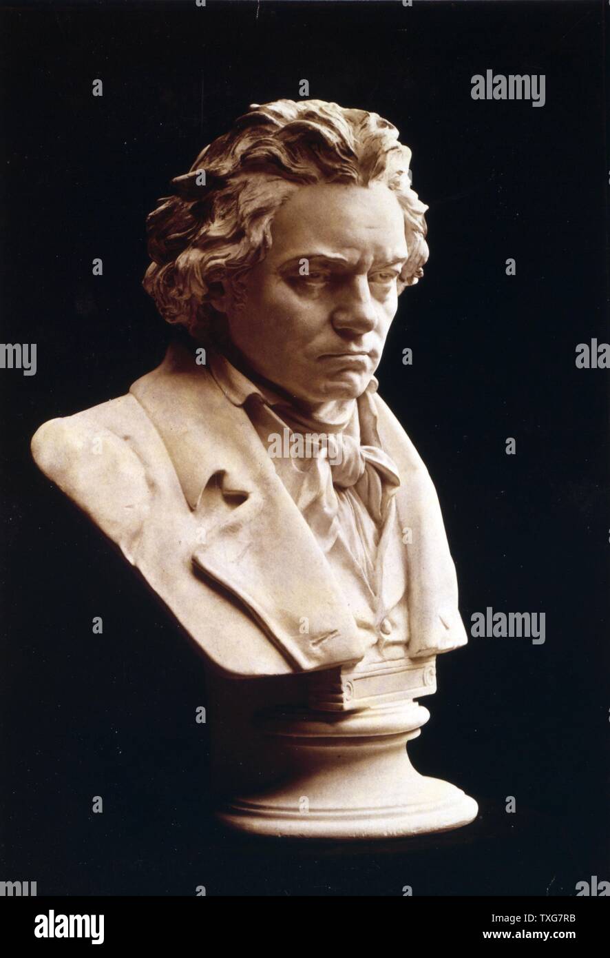 Büste von Ludwig van Beethoven, deutscher Komponist und Pianist. Einer der einflussreichsten westlichen Komponisten, deren Musik der Klassik und Romantik überbrückt Stockfoto