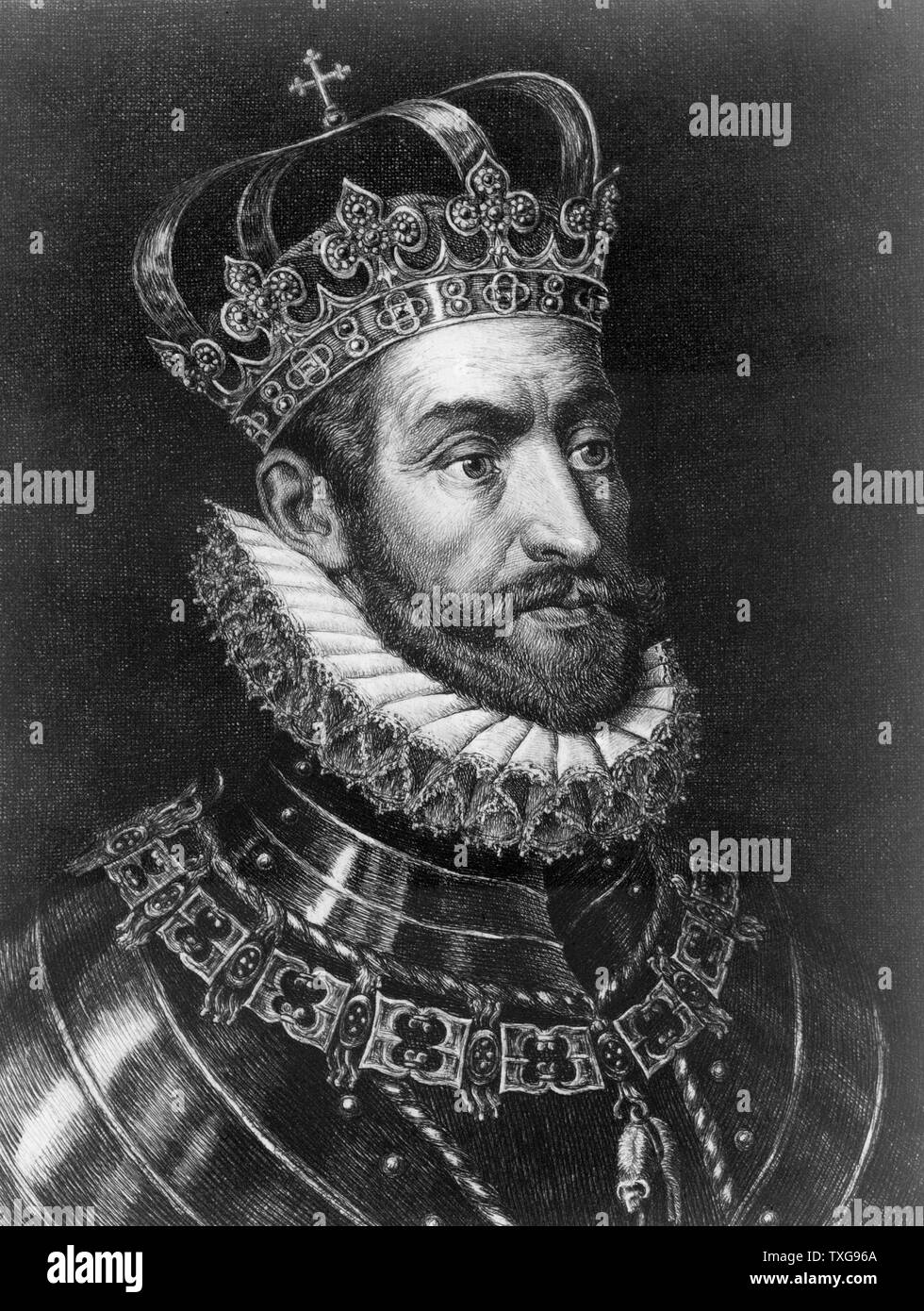 Charles V, Charles I von Spanien, Heiligen Römischen Reiches (1519-1558) Gravur Stockfoto