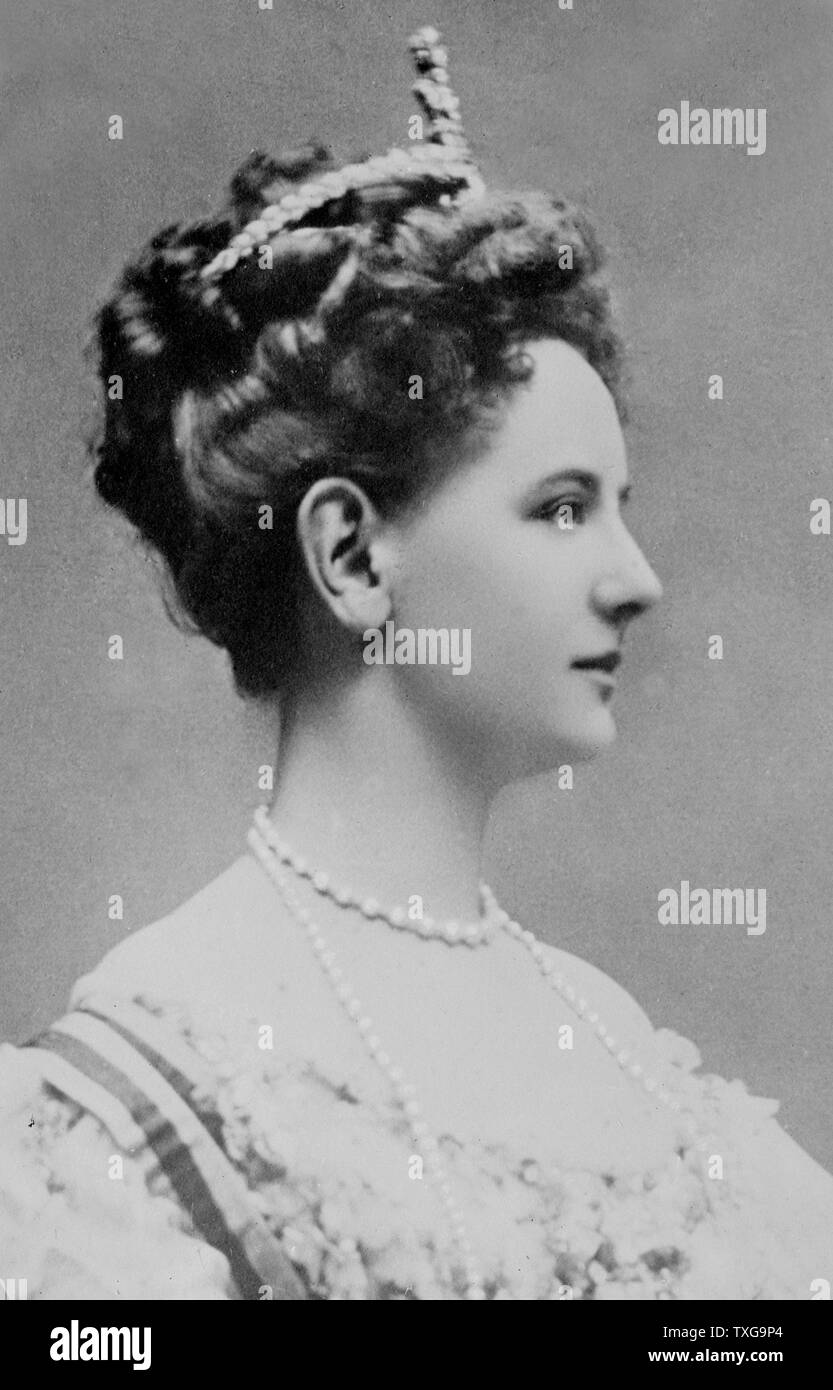 Wilhelmina, Queen Regnant des Königreichs der Niederlande von 1890-1948 Profil Portrait Stockfoto