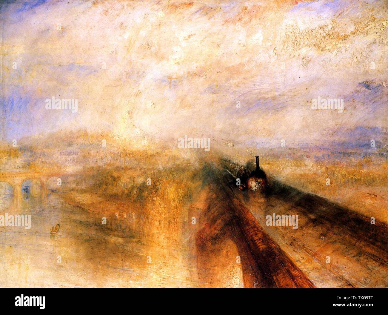 Joseph Turner British School Regen, Dampf und Öl auf Leinwand Geschwindigkeit Stockfoto