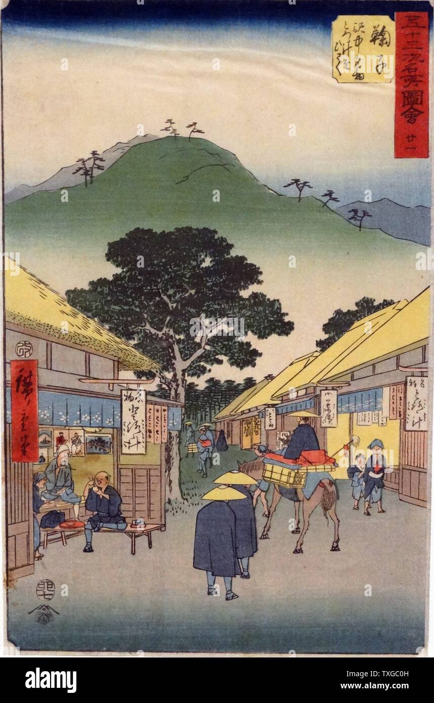 Mariko (T-Kaid-Station) und? Hiroshige (1797-1858) japanische Ukiyo-e Künstler. Vom Jahre 1834 Stockfoto
