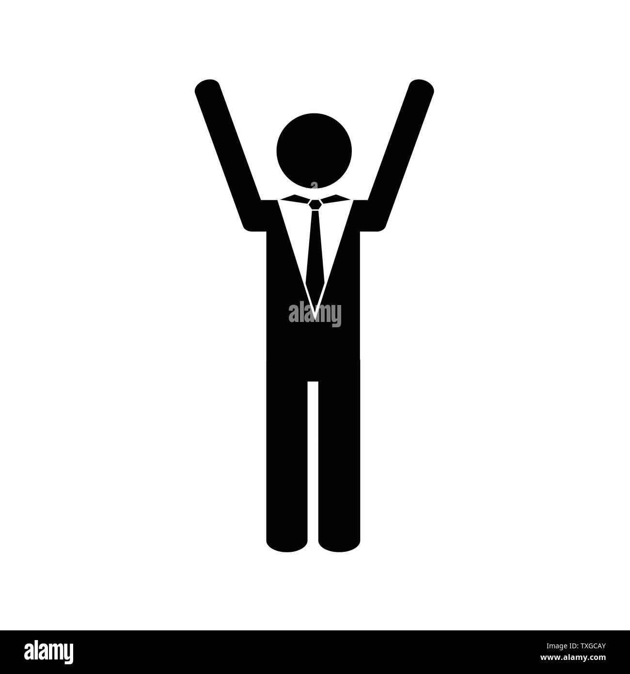 Glücklich der Mann mit erhobenen Armen Piktogramm Vektor-illustration EPS 10. Stock Vektor