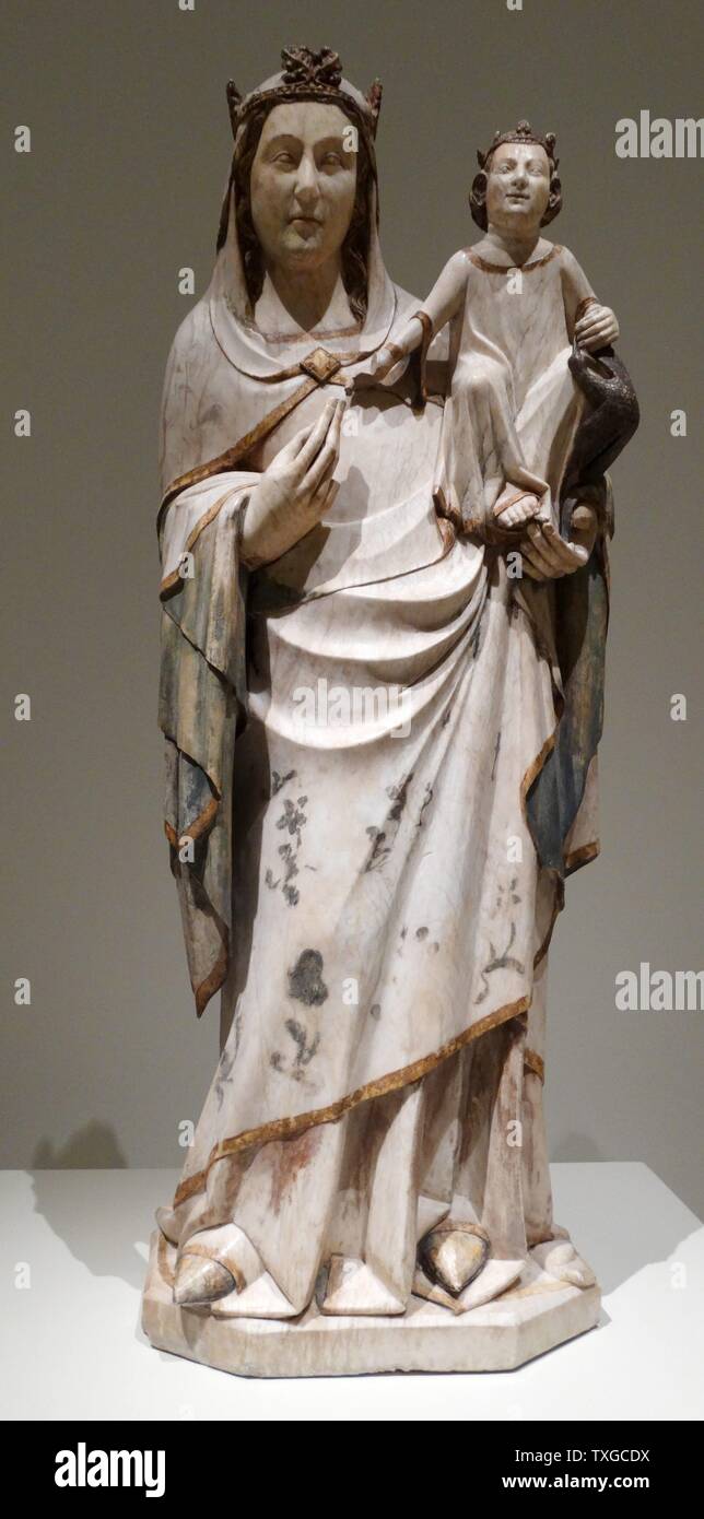 Skulptur mit dem Titel "Muttergottes" von Anonymous. Vom 14. Jahrhundert Stockfoto