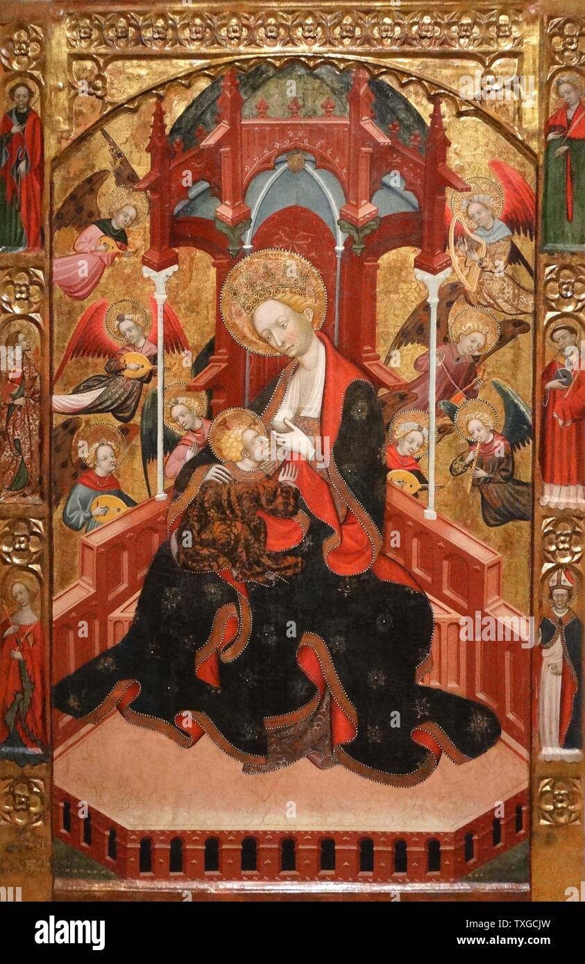 Milch der Jungfrau Maria von Ramon de Mur (1412-1436) ein gotischer Maler aus Katalonien. Von der Pfarrkirche von Santa Maria de Cervera. Vom 15. Jahrhundert Stockfoto