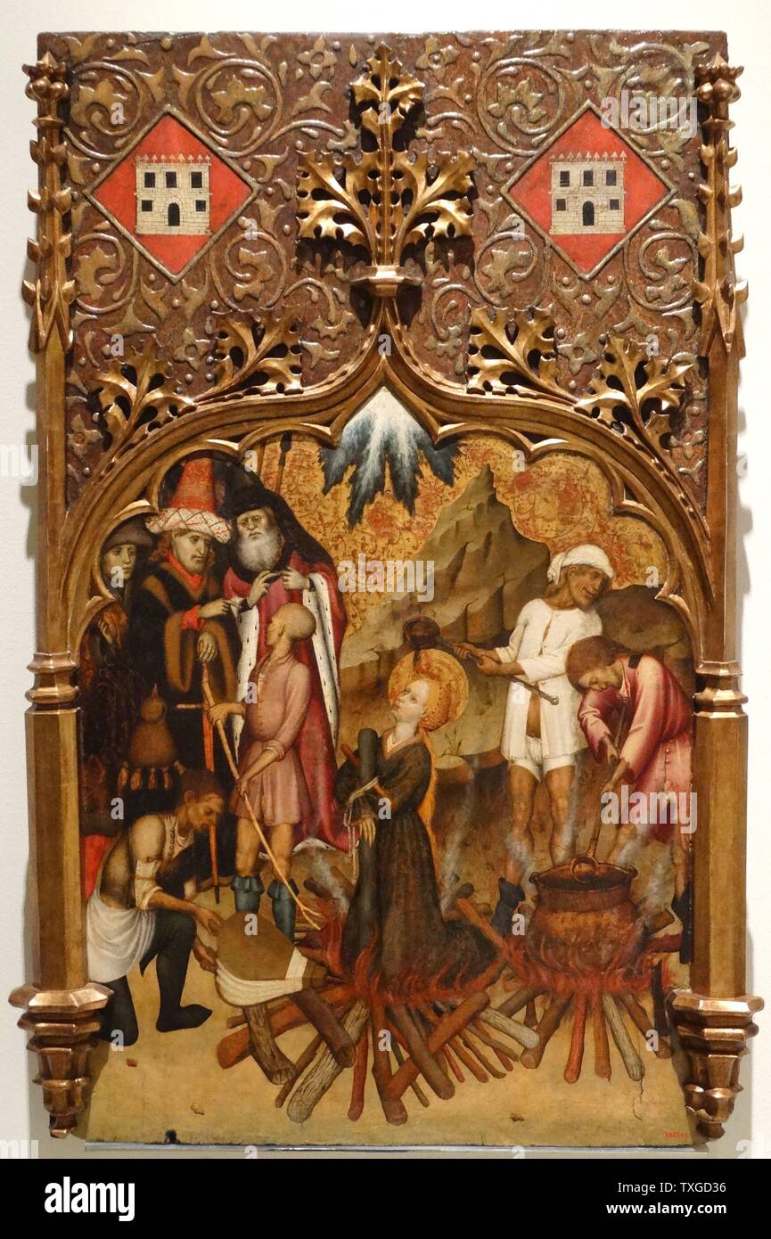 Gemälde, das Martyrium von St. Lucia. Bernat Martorell katalanischen Malers. Vom 15. Jahrhundert Stockfoto