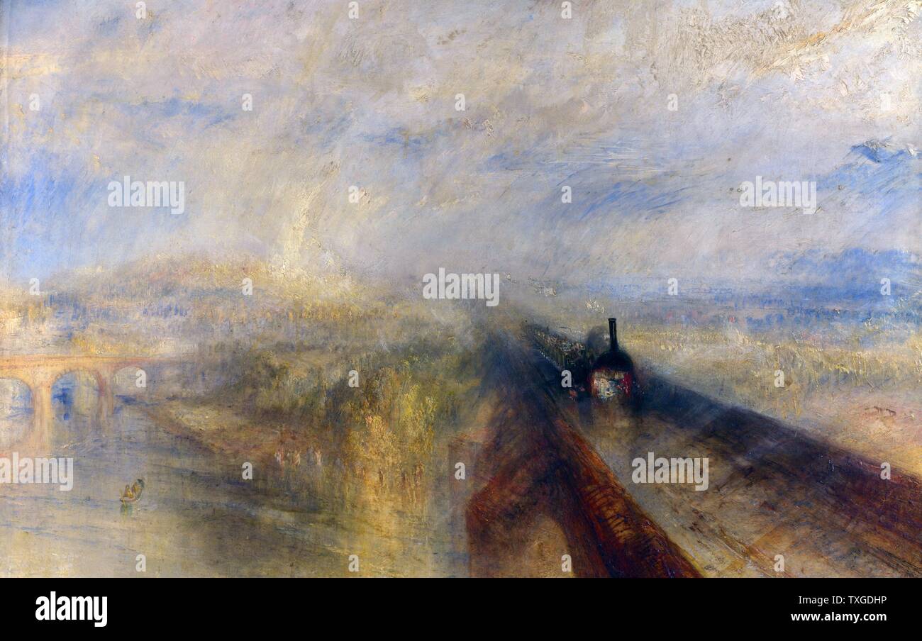 Regen, Dampf und Geschwindigkeit – The Great Western Railway von J. M. W. Turner (1775-1851) englische Romantiker Landschaft Maler, Aquarellist und Grafiker. Vom Jahr 1844 Stockfoto