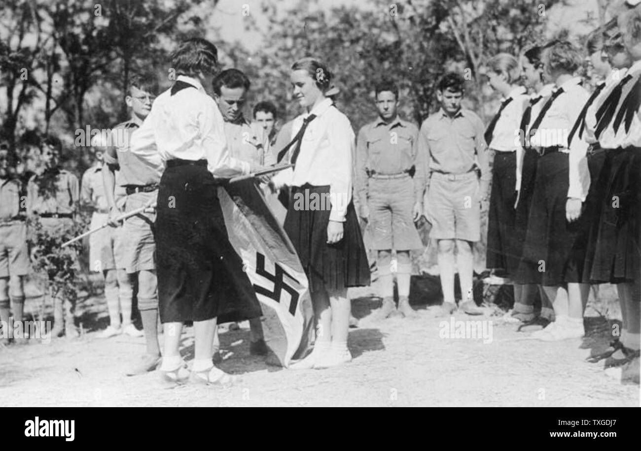 Foto der weiblichen Mitglieder der Hitler-Jugend. Datierte 1939 Stockfoto