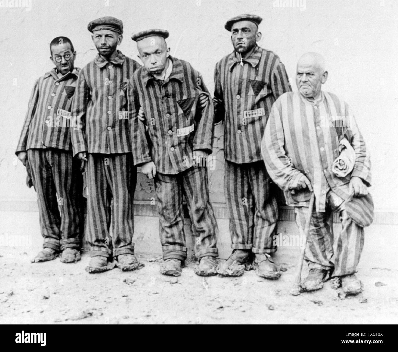 geistig und körperlich Behinderte jüdische Häftlinge im KZ Buchenwald 1938 Stockfoto