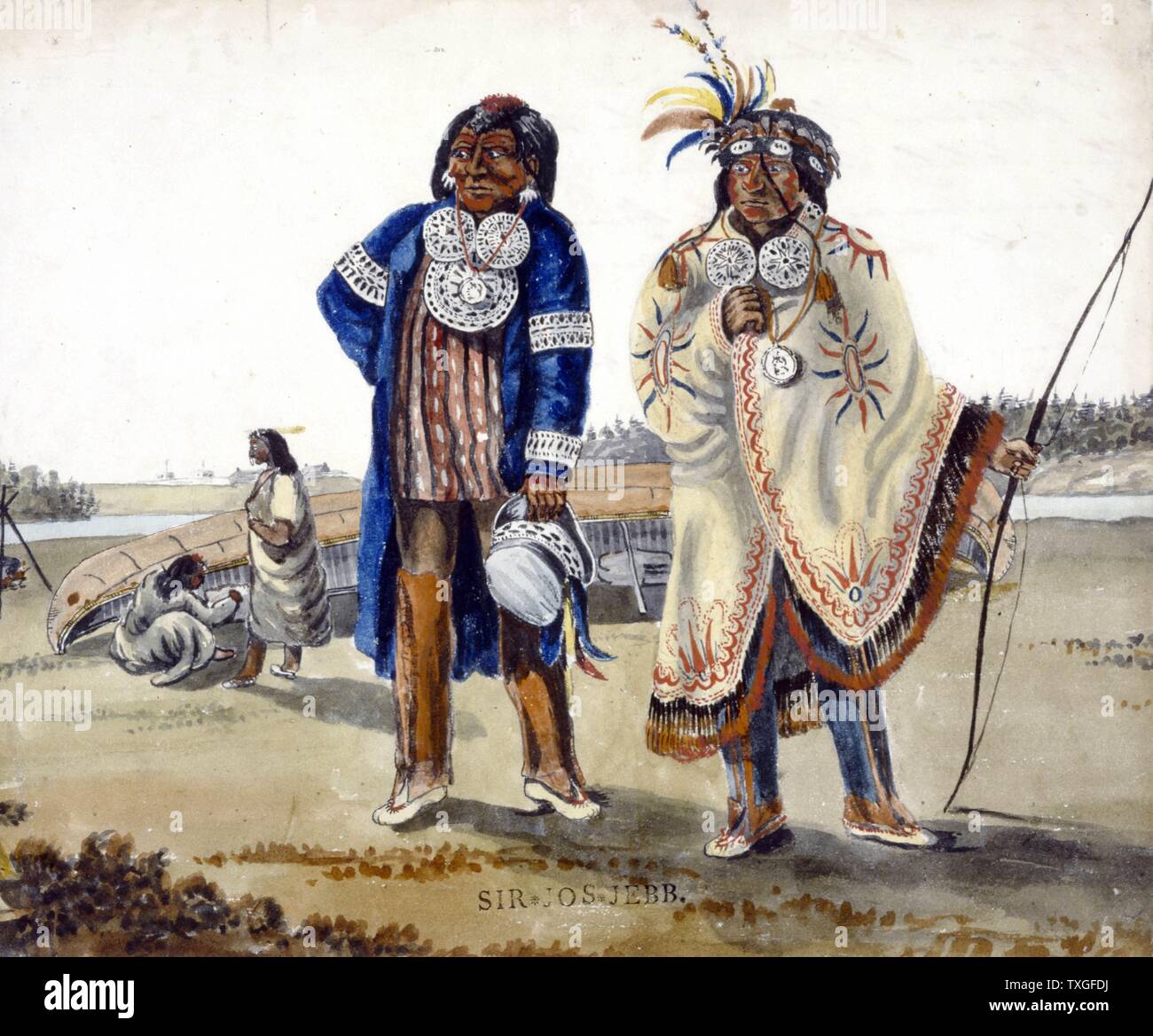 Zwei Indianer, Ottawa Häuptlinge aus Michillimackinac 1820 Stockfoto