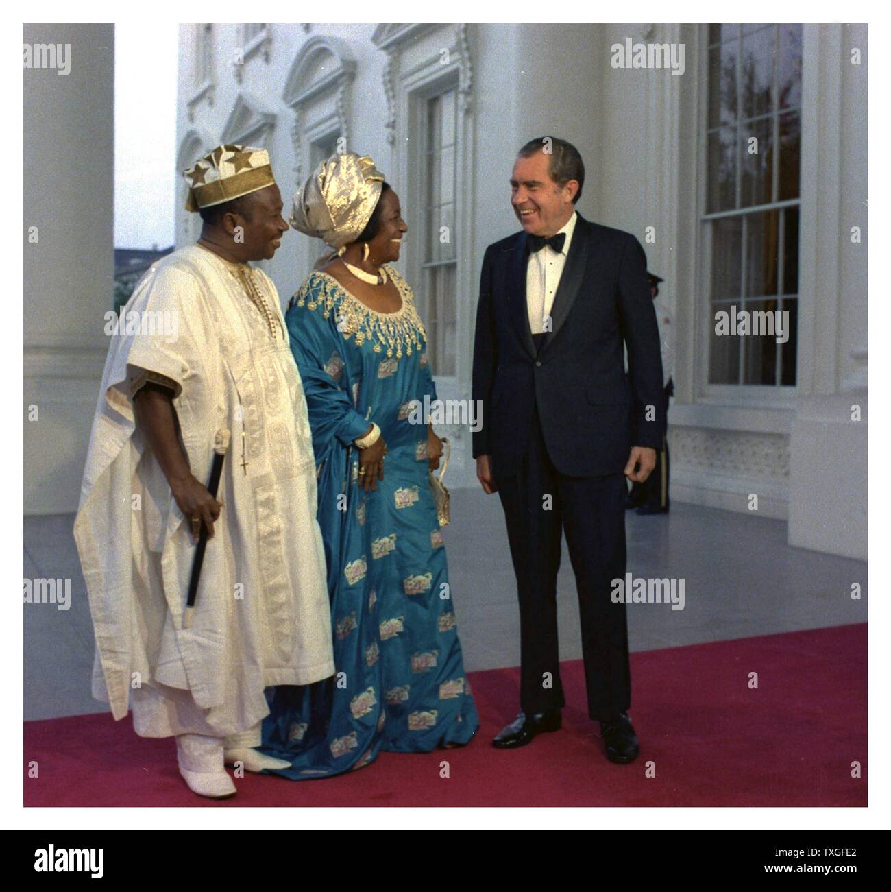US-Präsident Richard Nixon grüßt Präsident von Liberia William R Tolbert, Ankunft in das Weiße Haus, Washington DC. Stockfoto