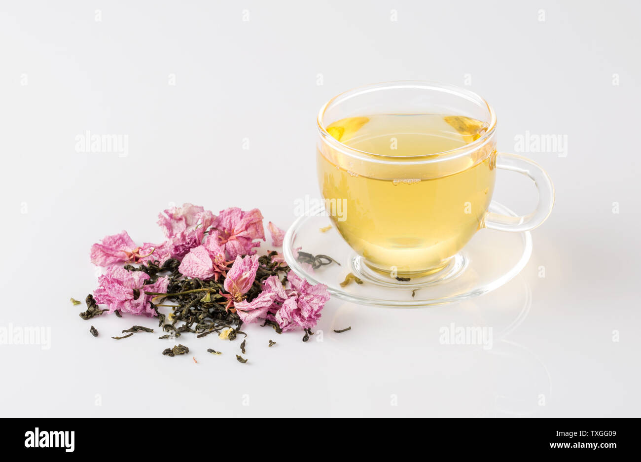 Cherry Blossom und Kaffee, eine Tasse Tee Blume Stockfoto