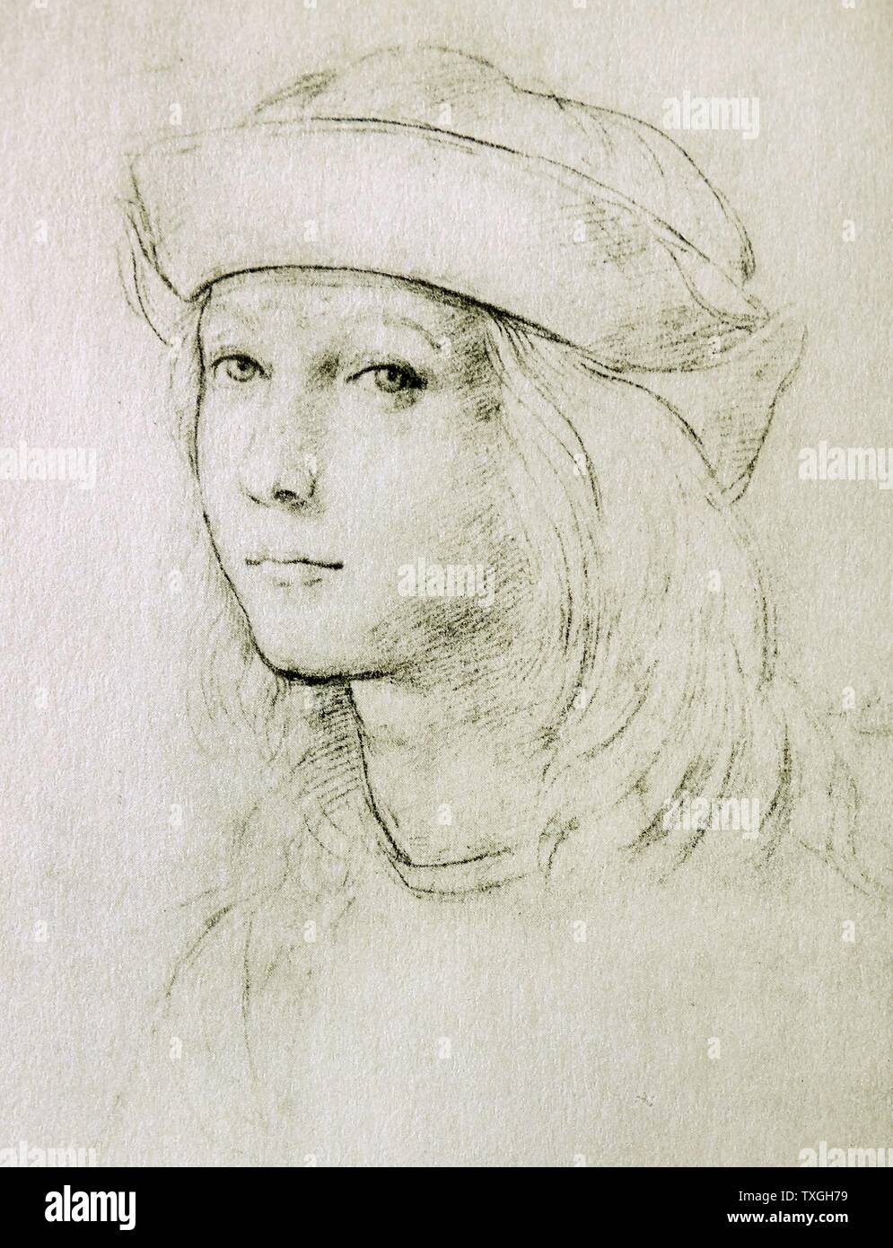 Selbstbildnis (ca. 1497) von Raffael Sanzio 1483 ñ 1520; italienischer Maler und Architekt der Renaissance Stockfoto