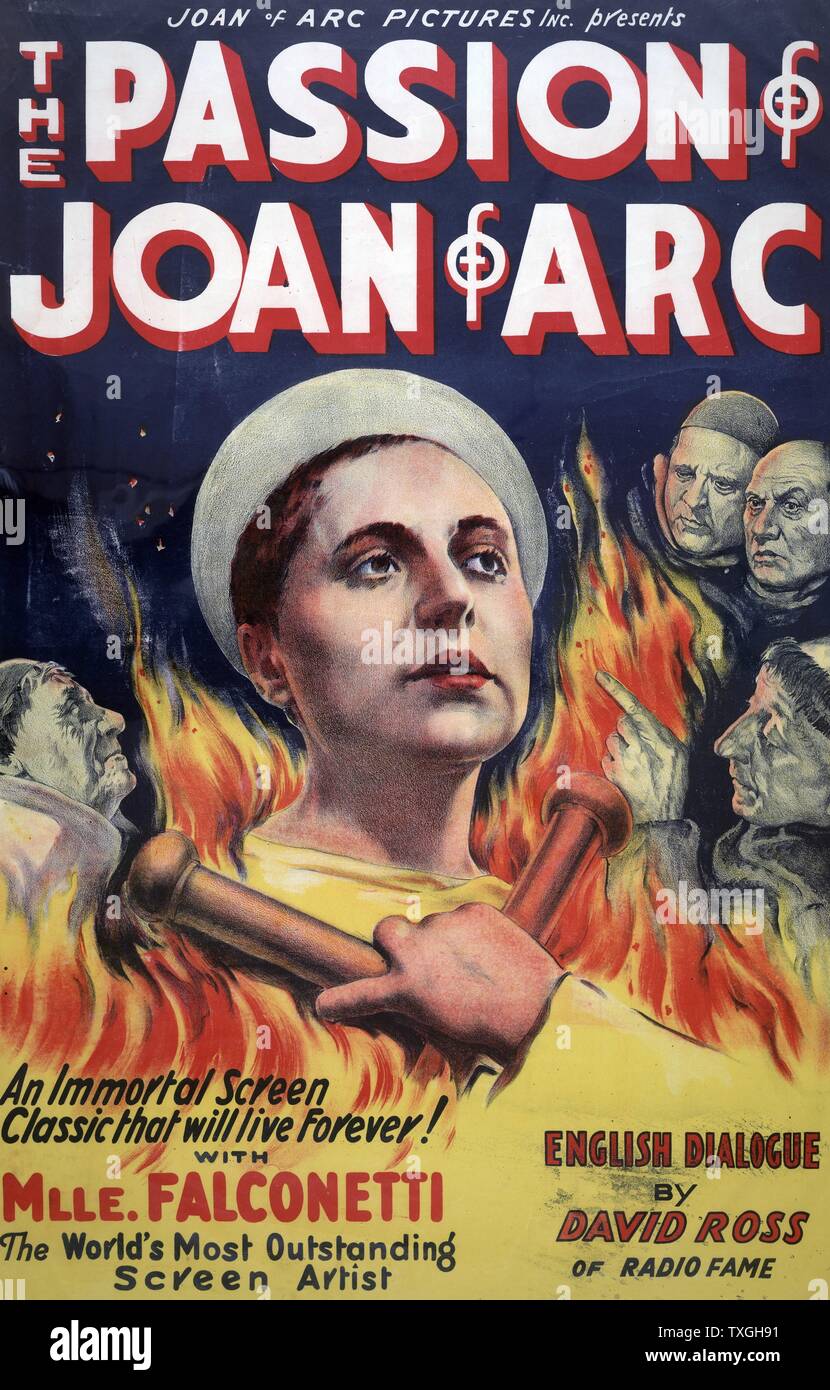 Bild Filmplakat für "Die Passion der Jungfrau von Orléans" 1912 zeigt Renée Maria Falconetti als Jeanne d ' Arc. Stockfoto