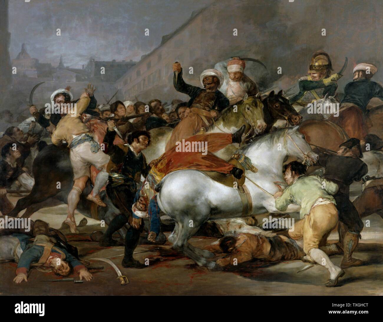 Der zweite Mai 1808 oder die Ladung der Mamelucken 1814 Öl auf Leinwand. Von Francisco Goya (1746 - 1828). Die Dos de Mayo von 1808, war eine Rebellion der Menschen in Madrid gegen die Besetzung der Stadt durch französische Stockfoto
