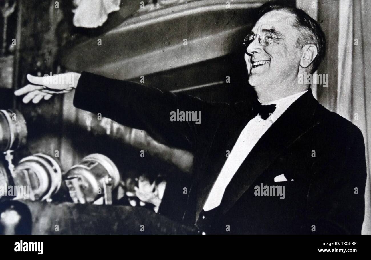 Präsident Franklin D Roosevelt Adressierung ein Publikum ca. 1936 Stockfoto