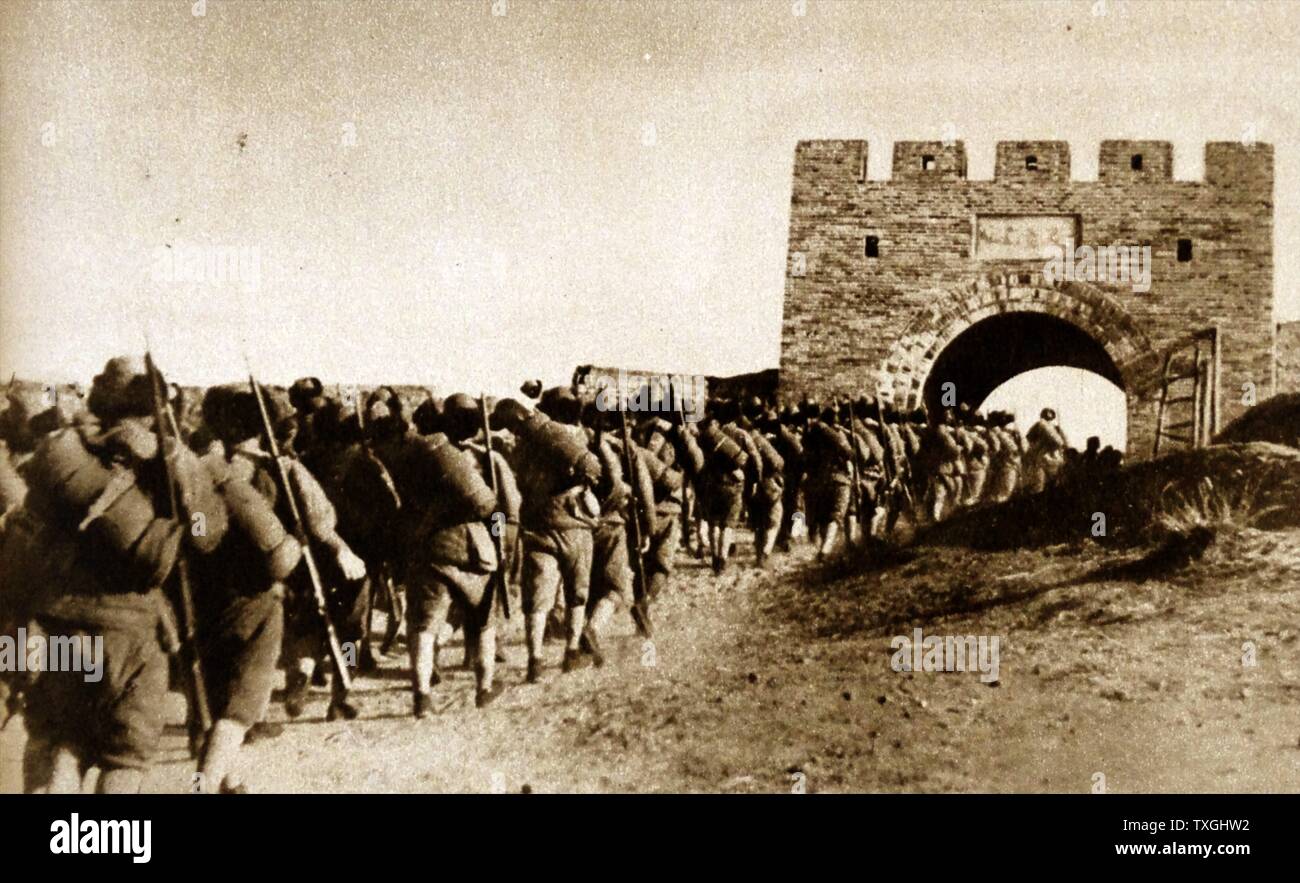 Japanische Truppen in China 1933 Mandschurei eingeben Stockfoto