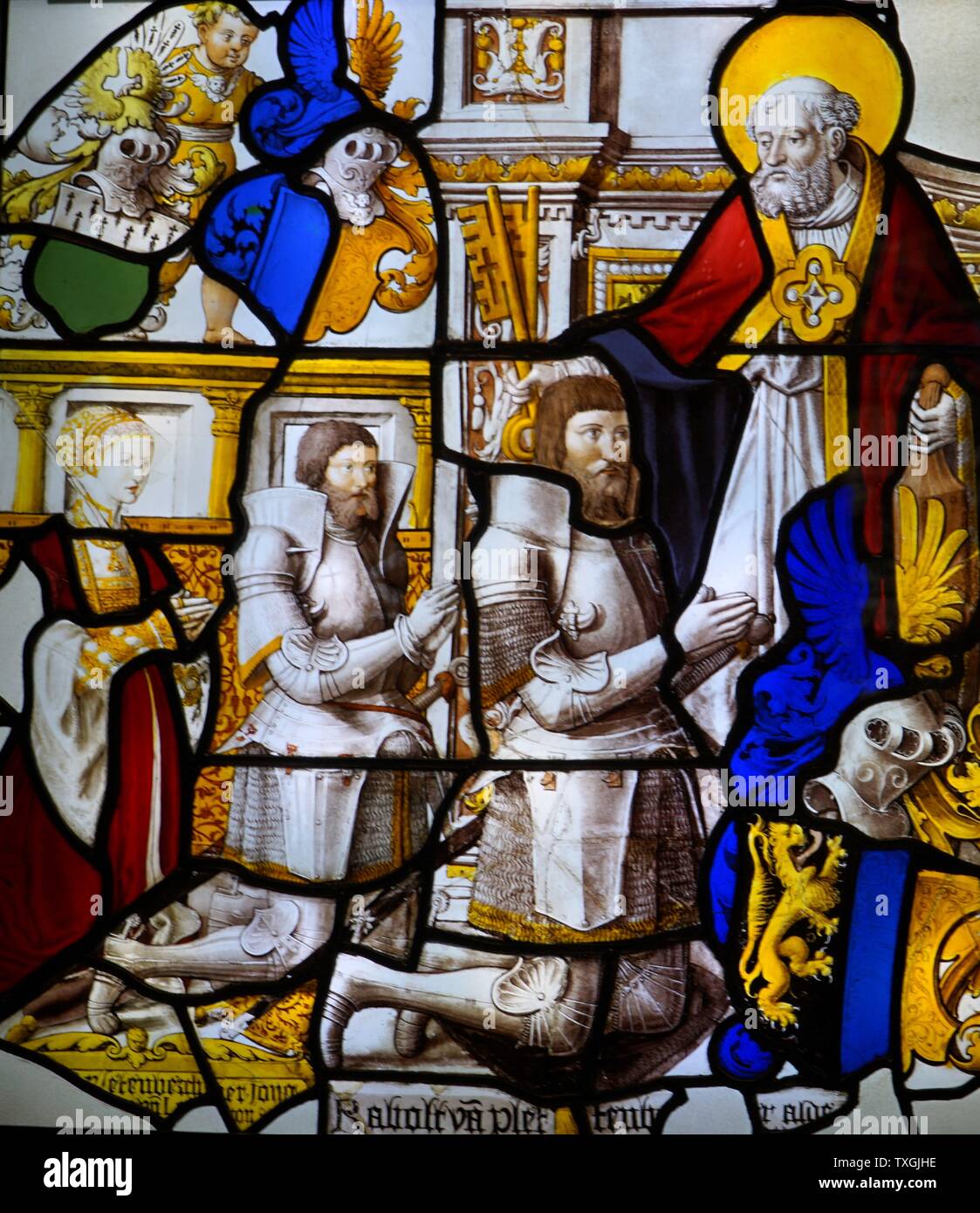 Glasfenster von Mariawald, Deutschland aus dem 16. Jahrhundert Stockfoto