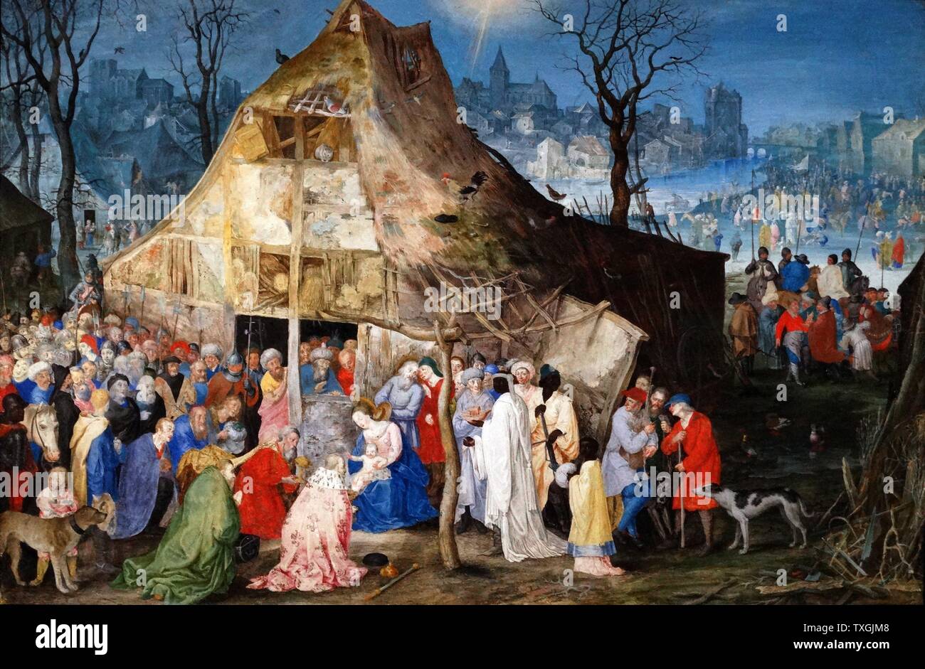 Bild mit dem Titel Kavallerie machen einen Ausfall von einer Festung auf einem Hügel "von Philips Wouwerman (1619-1668) ein niederländischer Maler der Jagd, Landschaft und Schlachtszenen. Vom 17. Jahrhundert Stockfoto