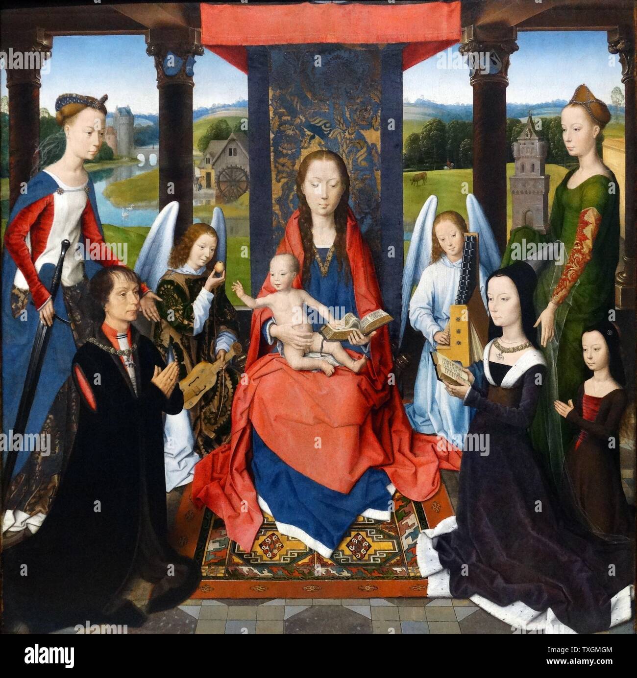 Triptychon Gemälde mit dem Titel The Donne Triptychon von Hans Memling (1430-1494) Deutsch altniederländischen Maler. Vom 15. Jahrhundert Stockfoto