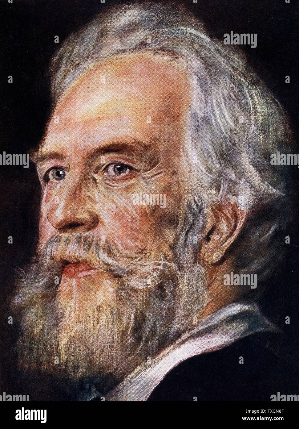 Ernst Haeckel (1834-1919), deutscher Zoologe und Evolutionist. Reprise Theorie' Ontologie rekapituliert Phylogenie". Haeckel im Jahr 1899. Halbton. Stockfoto