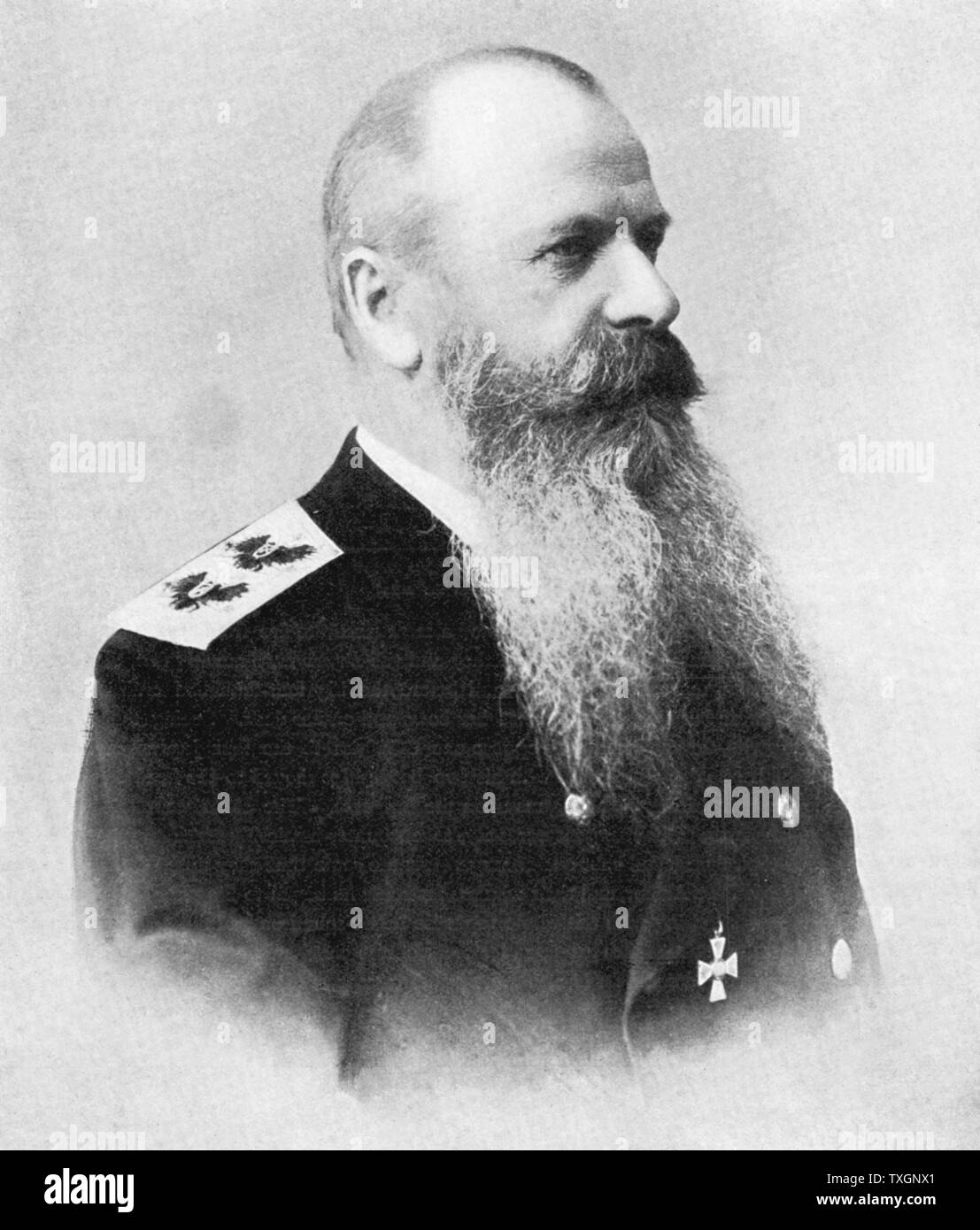 Stepan Makarow oder Makharoff Osipovich (1849-1904), der russischen Pazifikflotte zu Beginn des Russisch-Japanischen Krieges (1904-1905). Und ertrunken sein Flaggschiff "Petropavlosk' nach Auftreffen auf eine Mine sank Stockfoto