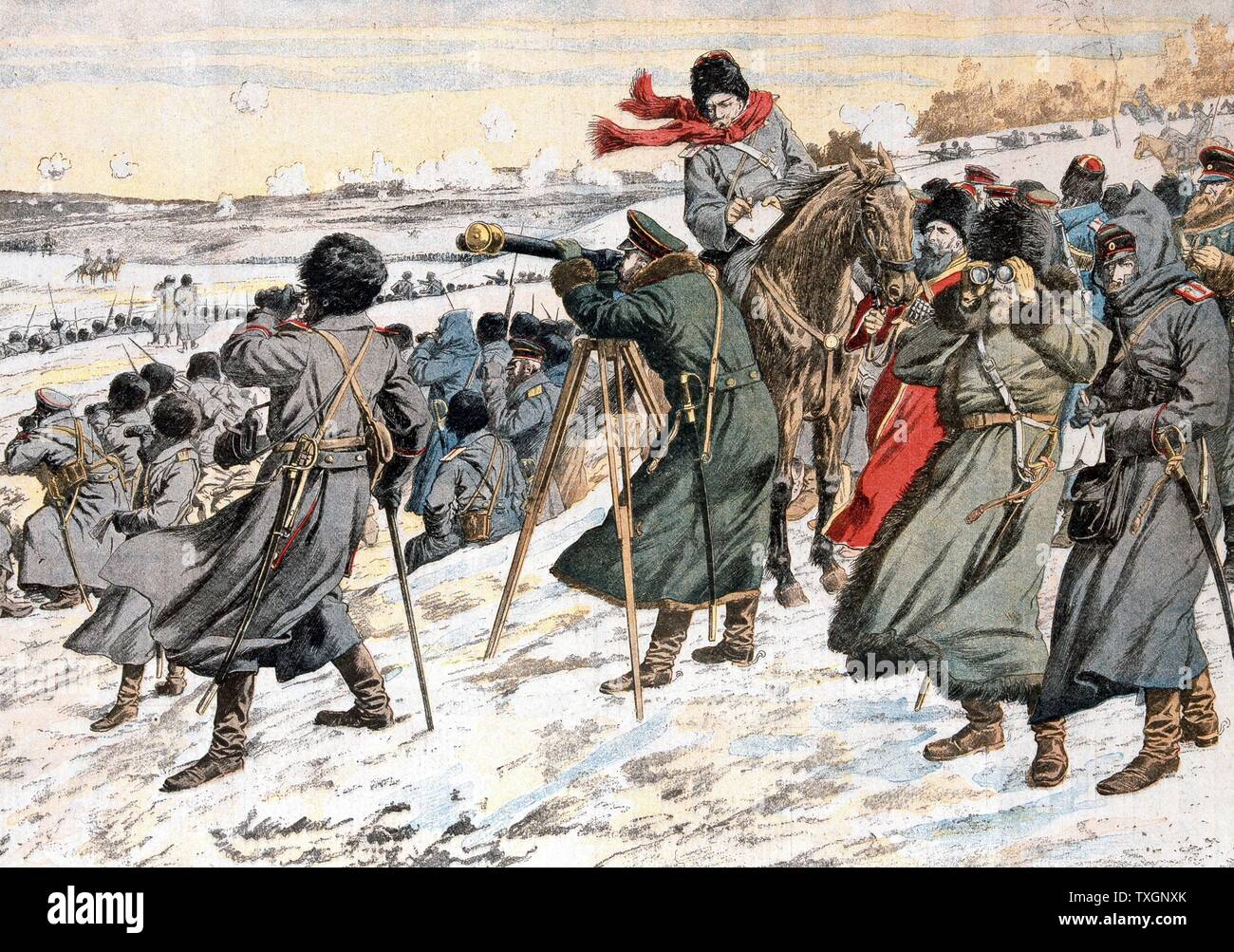 Russisch-japanische Krieg 1904-1905: Der russische General Kouropatkine geben um Rückzug nach der Schlacht von Moudken März 1904 Le Petit Journal Paris Stockfoto