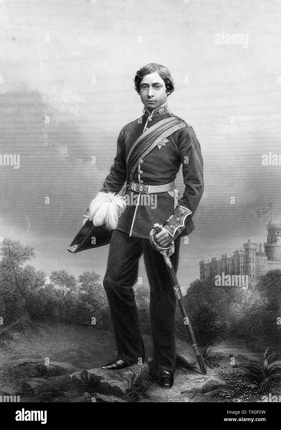 Edward VII (1841-1910) König von Großbritannien von 1901. Hier in der Uniform eines Oberst als Prinz von Wales. Gravur veröffentlicht C. 1860 Stockfoto